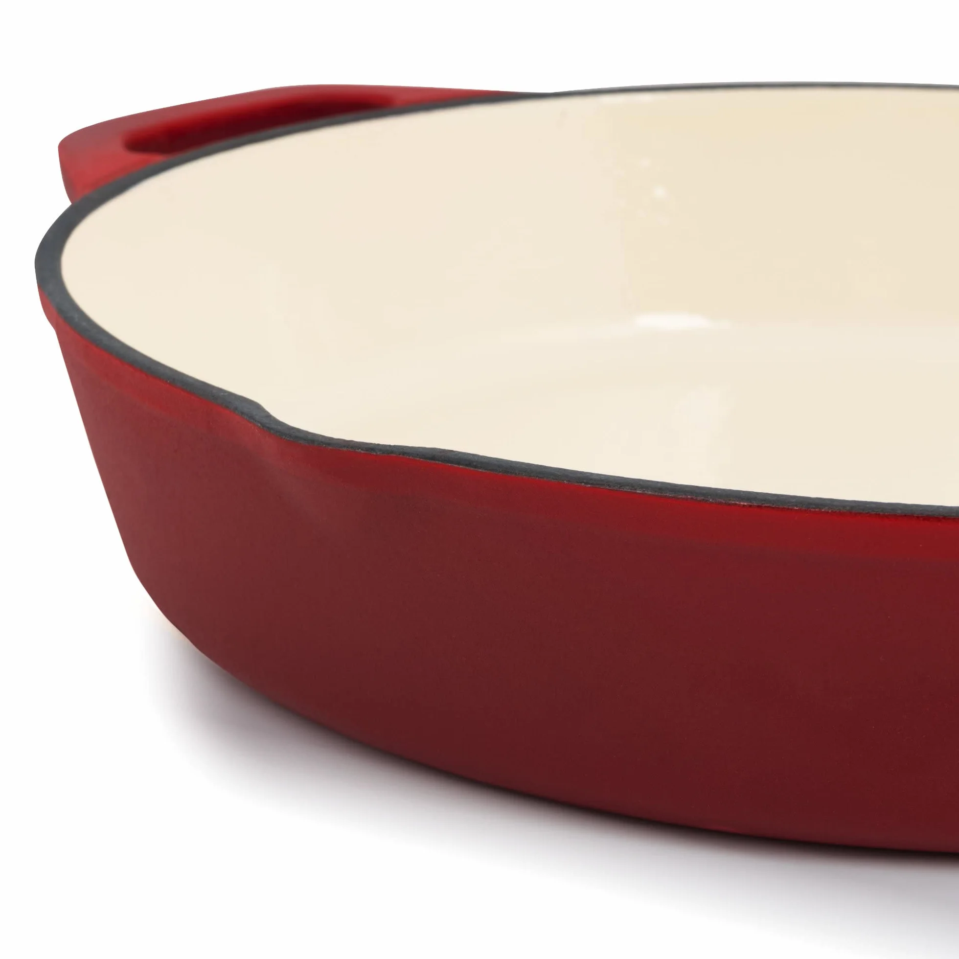 Mahlzeit Patelnia żeliwna z pokrywką | Ø 29,5 cm | Dark Cherry | patelnia z dwoma wylewkami | pokrywka patelni do grillowania, patelnia uniwersalna, patelnia żeliwna, patelnia z pokrywką, wysoka krawędź