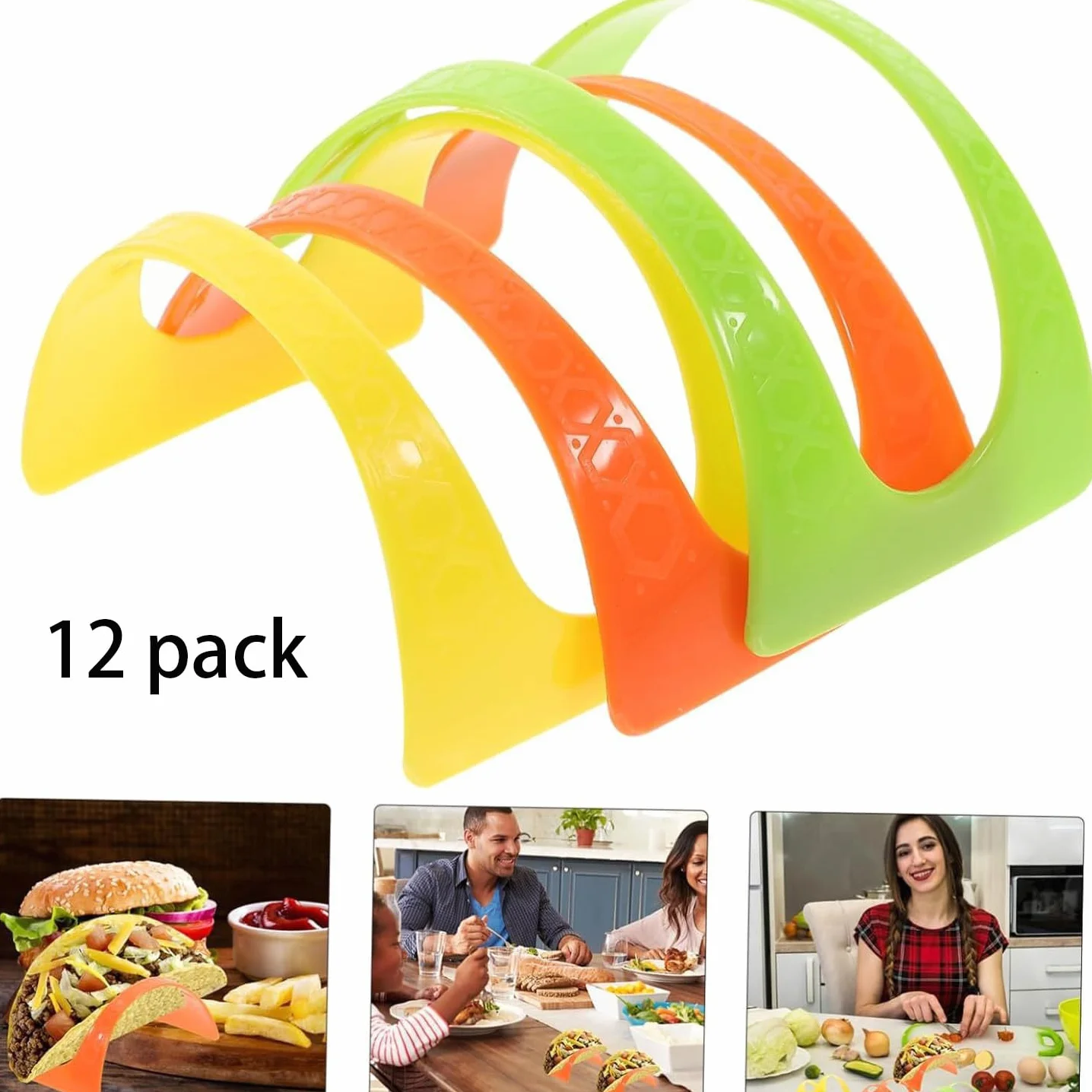 Taco stojak, taco miseczki z twardego plastiku, taco shell, stojak taco, do restauracji, domu, 12 sztuk