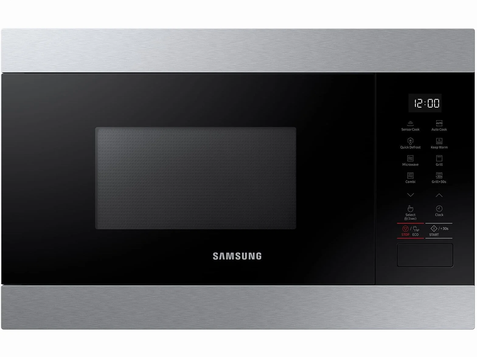 Samsung MG22M8274AT/E1 kuchenka mikrofalowa do zabudowy z grillem, 850 W, pojemność 22 l, mała kuchenka mikrofalowa do wnęki 38 cm, funkcja utrzymania ciepła, inteligentny czujnik, odporne na