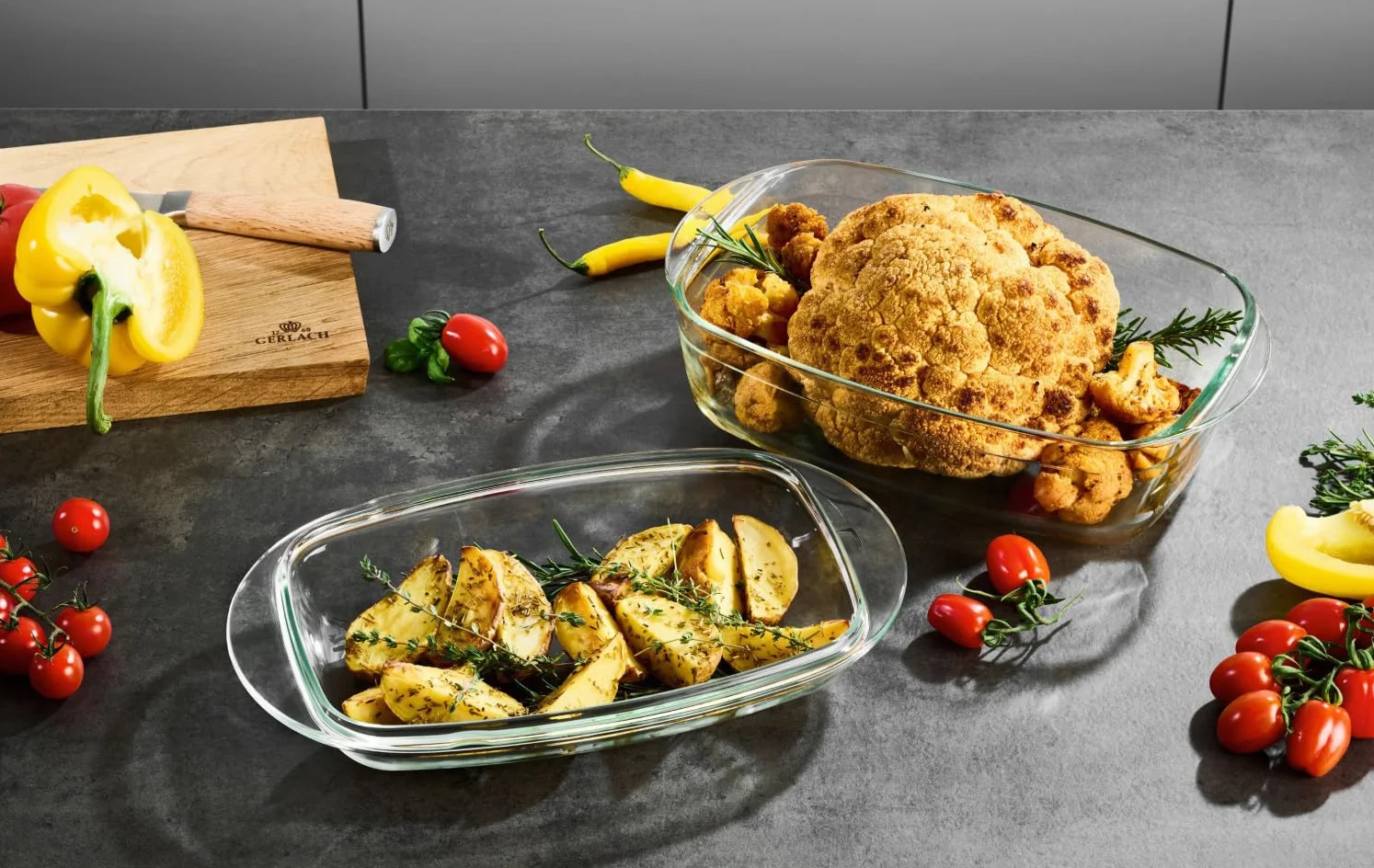 Gerlach 1760 Szklana Brytfanna Naczynie Żaroodporne Do Zapiekania Odporne Na Wysokie Temperatury Z Pokrywką 4500 ml Flow