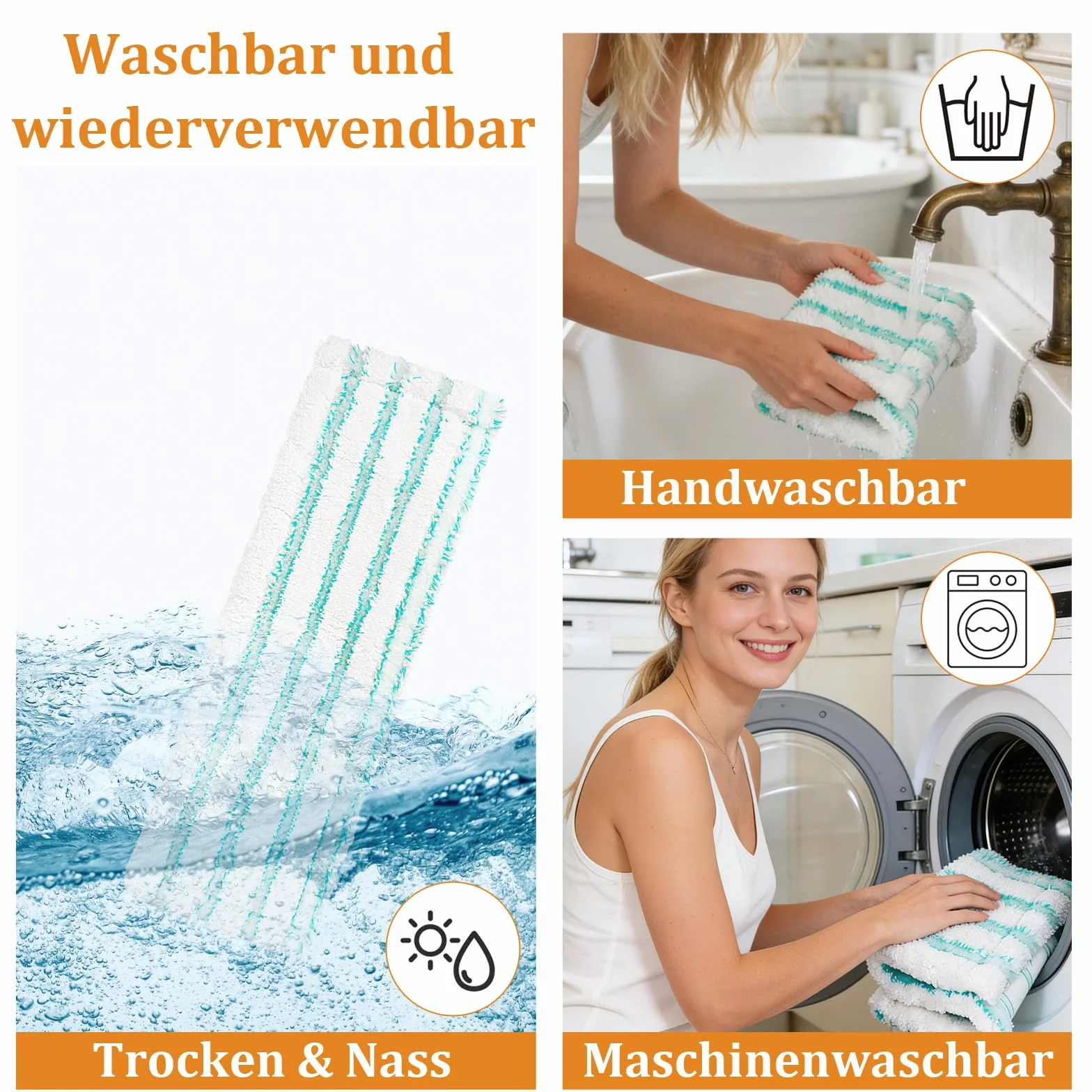 4 sztuki wymiennych nakładek do mopa dla Leifheit Profi XL Cotton Plus/Profi XL Micro Duo. Nakładki z mikrofibry do wszystkich typów podłóg, grubie o dużej chłonności wody.