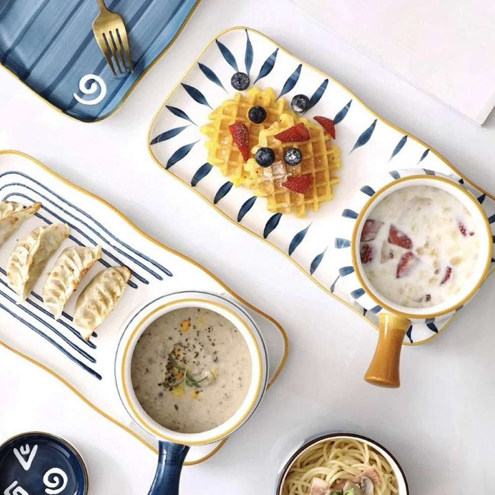 Ceramiczna miska do sałatki z uchwytem, miska na płatki śniadaniowe, miska na owoce, miska na deser, zupa, makaron, kuchenka mikrofalowa, specjalna miska