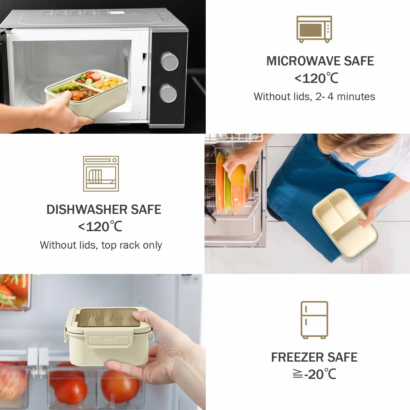 Diboniur Pudełko śniadaniowe, pudełko na lunch Bento dla dorosłych dzieci 1400 ml z 3 przegródkami, antyprzeciekające pudełko na lunch ze sztućcami, odpowiednie do kuchenki mikrofalowej, zmywarki,