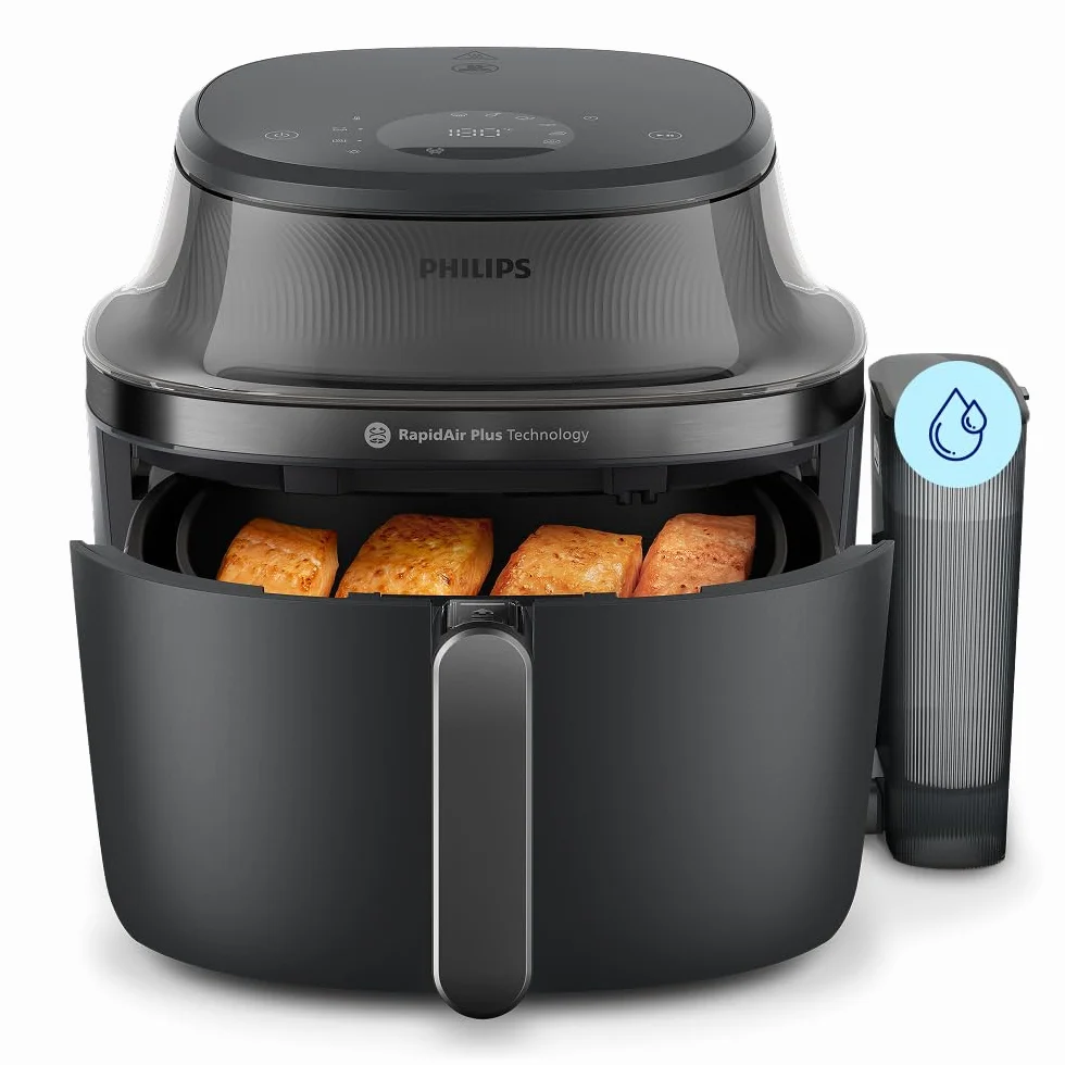 Philips Ovi z parą - Steamfry, Gotowanie na parze i Airfry - 21 sposobów gotowania; Pojemność 7,2 l, Technologia RapidAir, Okienko, Powłoka ceramiczna, Automat. czyszczenie parą (NA540/00)