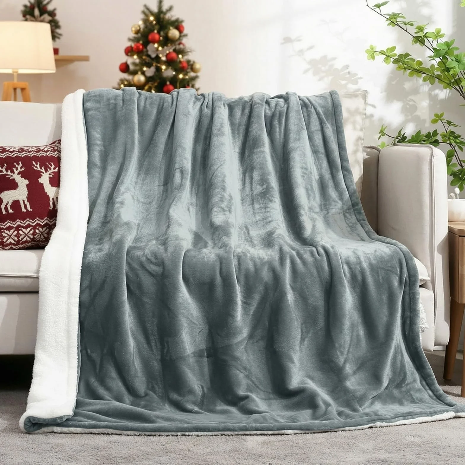 Koc podwójny flanelowy podgrzewany 130x180 cm 6 poziomów ogrzewania automatyczne wyłączanie Gray