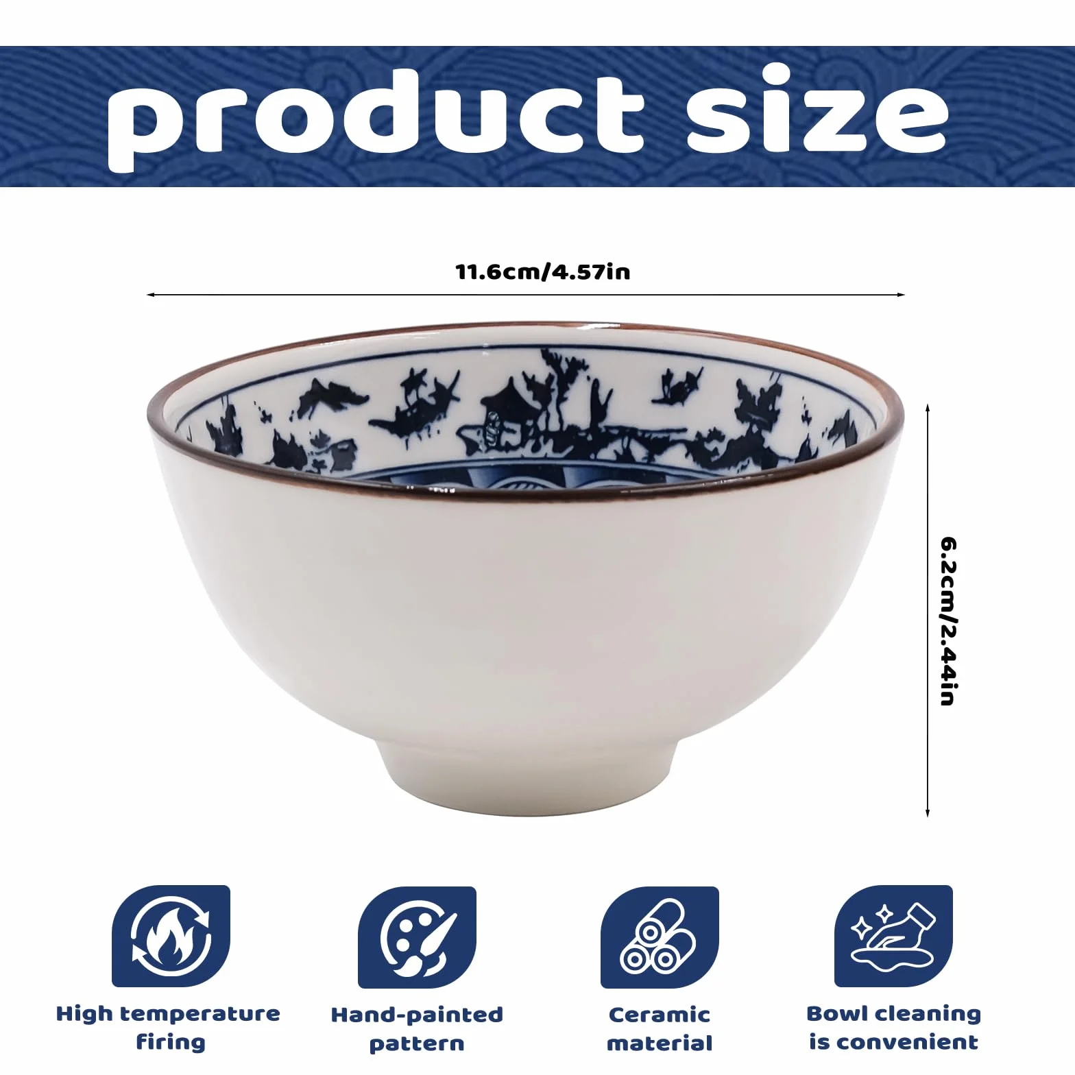 Ceramiczne miski, zestaw misek na przekąski, 10 cm, ceramiczne miski do maczania ryżu, płatków śniadaniowych, deserów, zupy, płatków owsianych, 4 szt