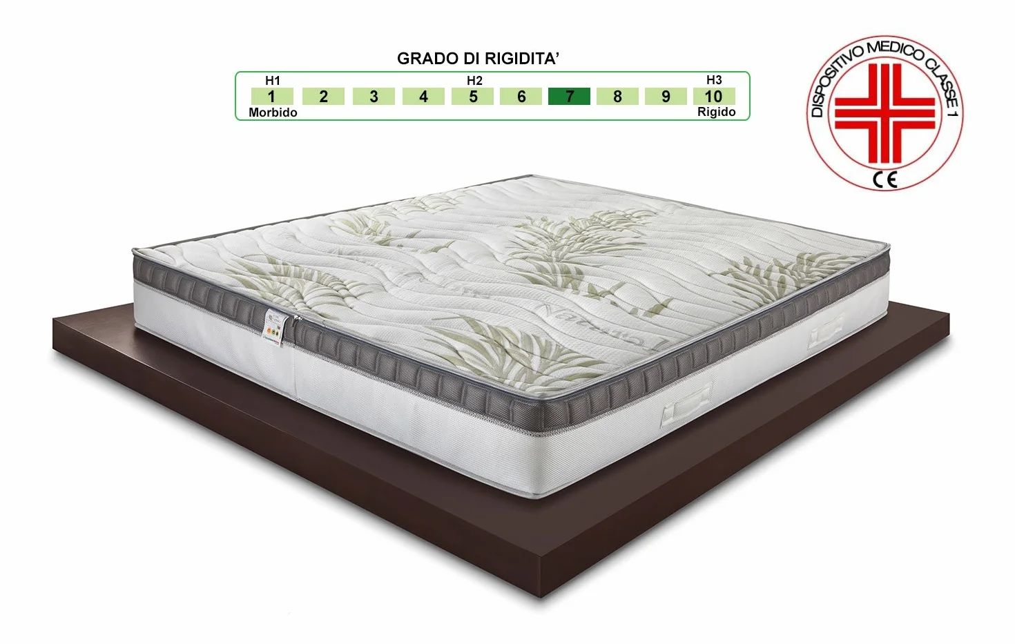 Materassimemory.eu Aloe Therapy Materac z pamięcią kształtu, wysokość 26 cm z urządzeniem medycznym klasy 1, warstwa pianki memory o grubości 7 cm, 11 stref o różnej nośności, zdejmowana pokrywa wełna/len Full 3D Air, poduszka I SAPMED dołączona 120 x 190