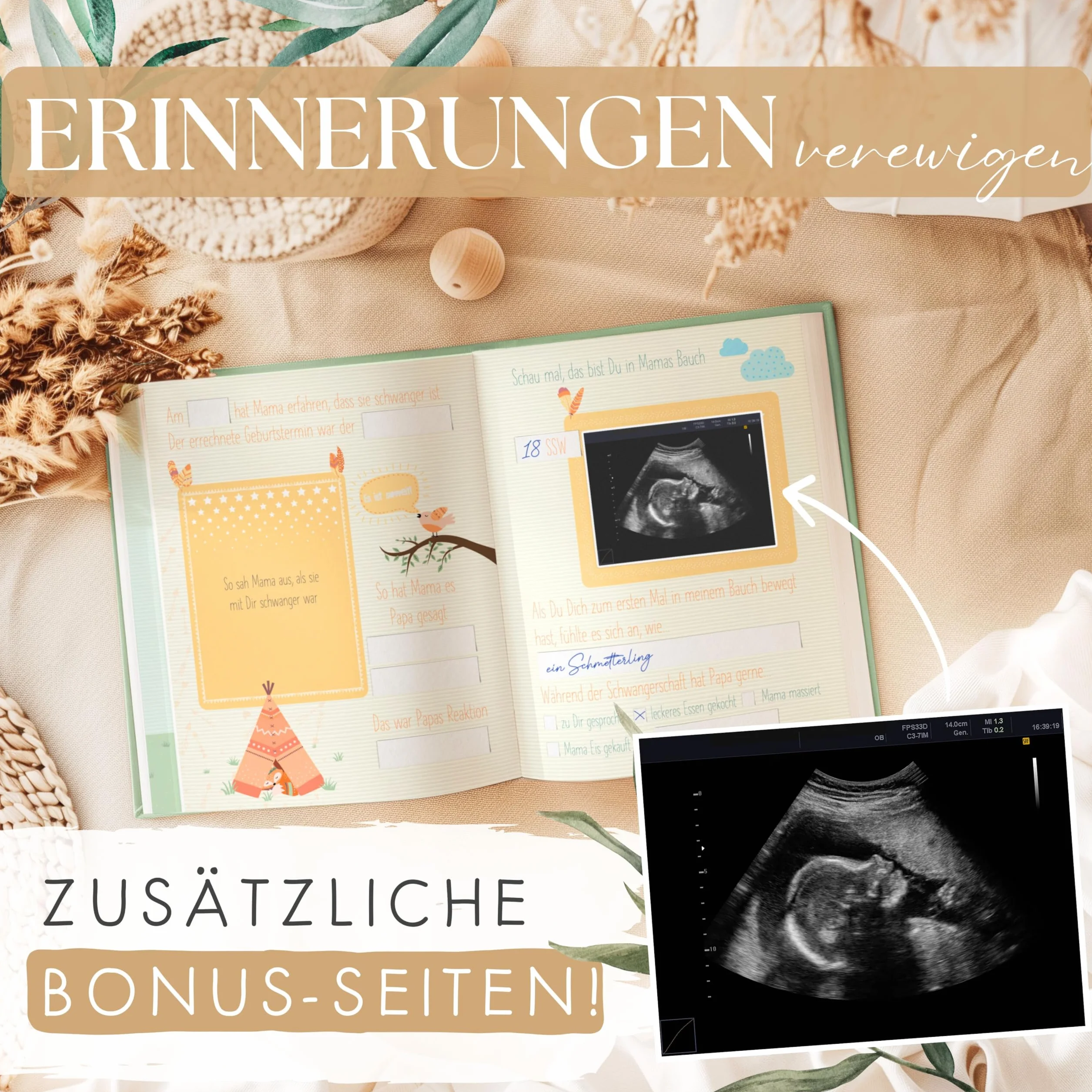 TWIVEE - Babyalbum - Babybuch zum Eintragen - Mädchen und Jungen - Baby - Erinnerungsbuch für das erste Jahr