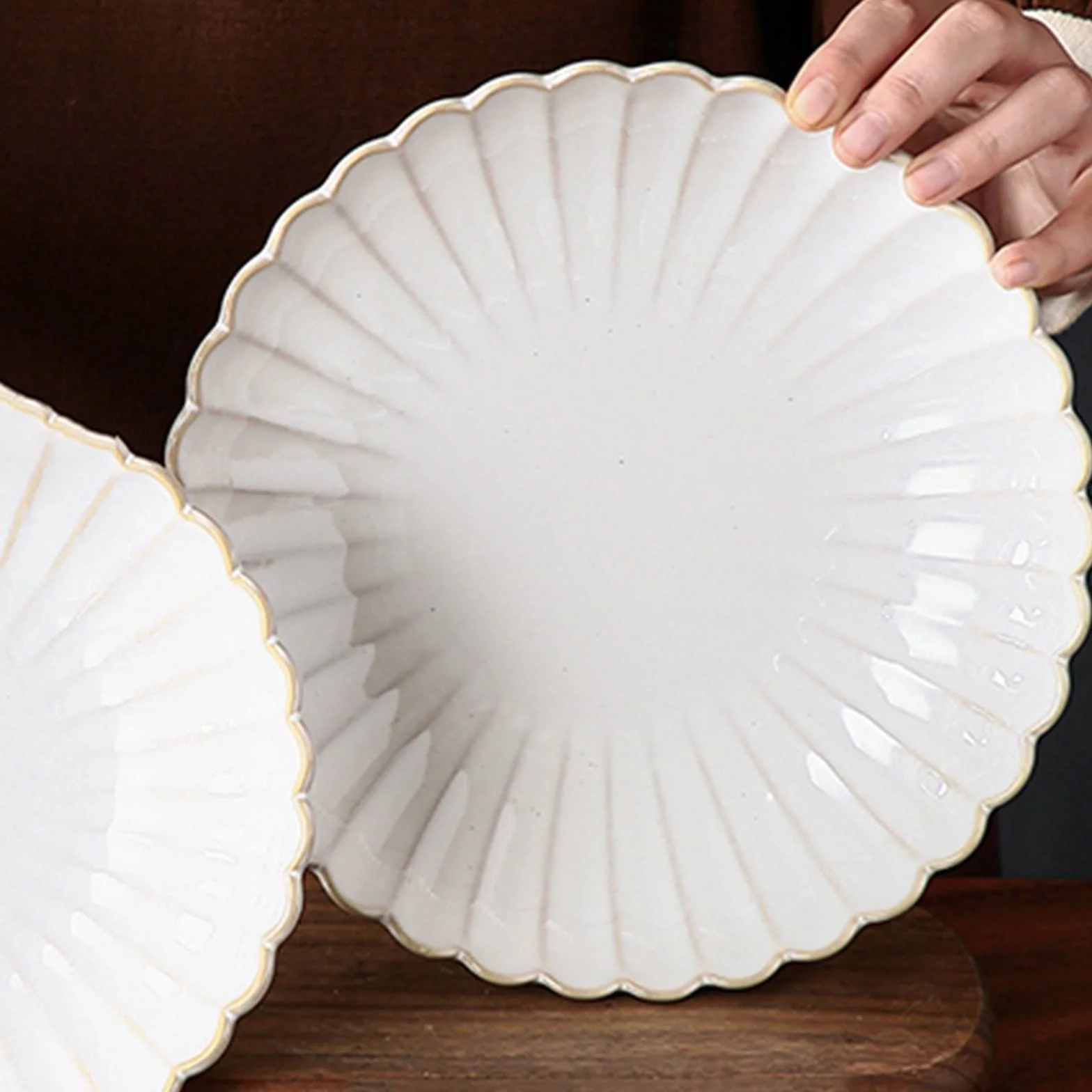 Talerz do jadalni Płyta ceramiczna Biała zastawa stołowa do użytku domowego Restauracja Kuchnia Okrągły talerz jadalni Obiad Sałatka Talerz deserowy Jednolity kolor Głęboki Płaski(A,002)