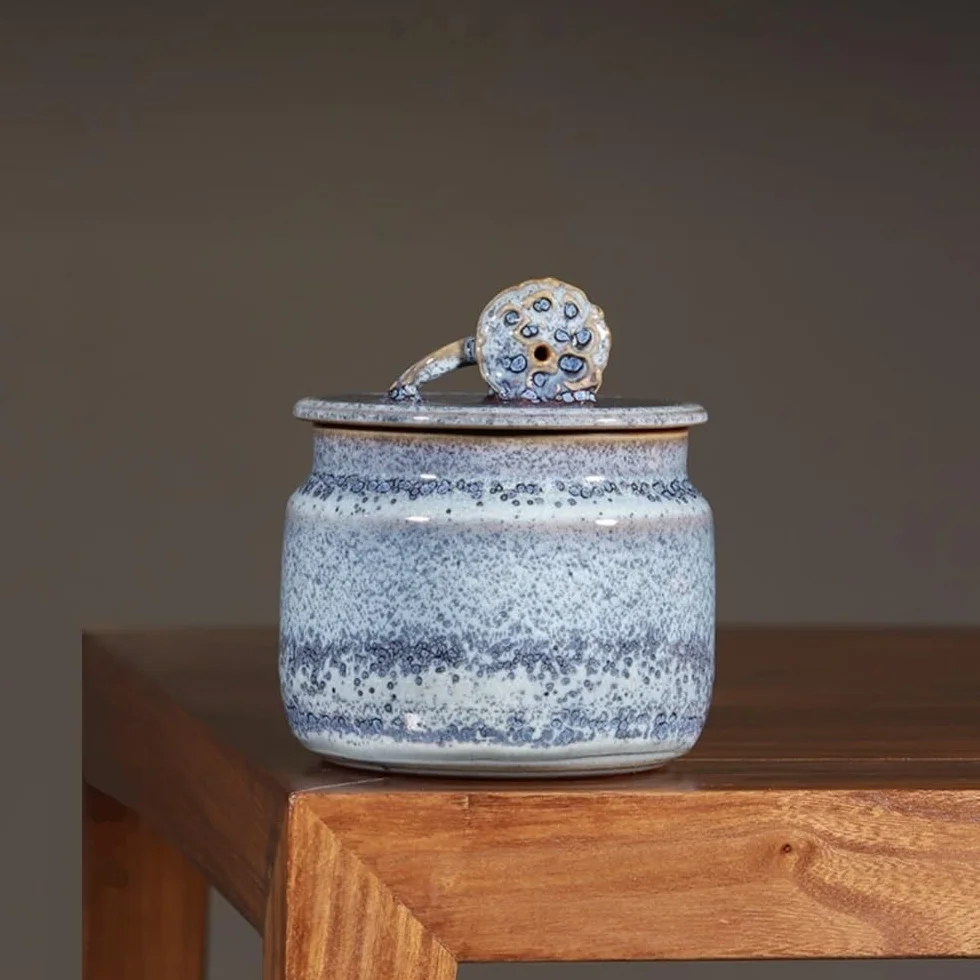 Słoik na cukier pojemnik do przechowywania ręcznie robionej herbaty mały ceramiczny słoik uszczelniony słoik chiński retro pojedynczy zestaw akcesoria do herbaty
