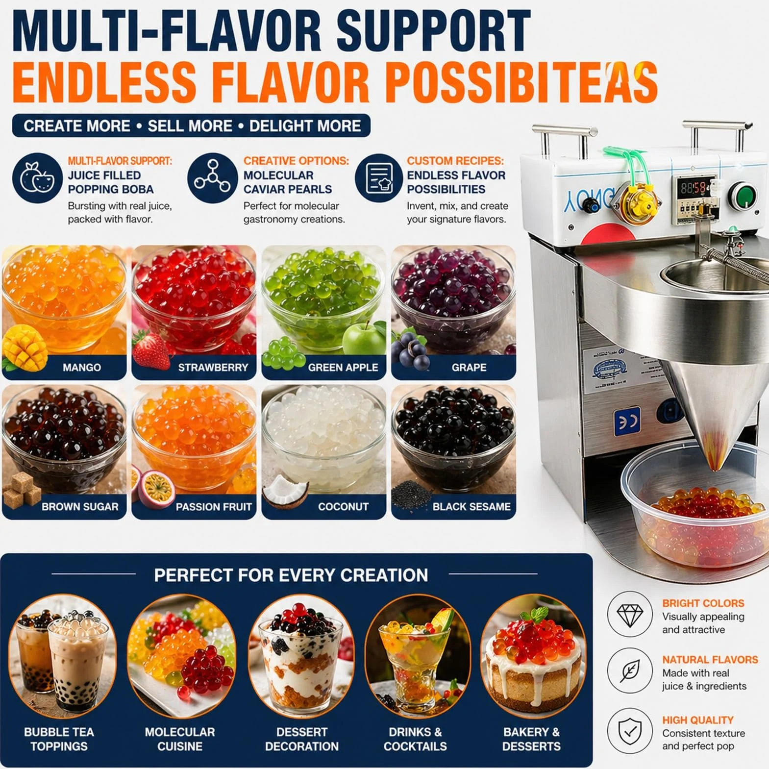 Maszyna do Popping Boba Automatyczna,Obsługa Gastronomii-Urządzenie do Perełek Owocowych-Oszczędność Czasu,Elektryczna Formierka do Kul soku dla Lodziarni