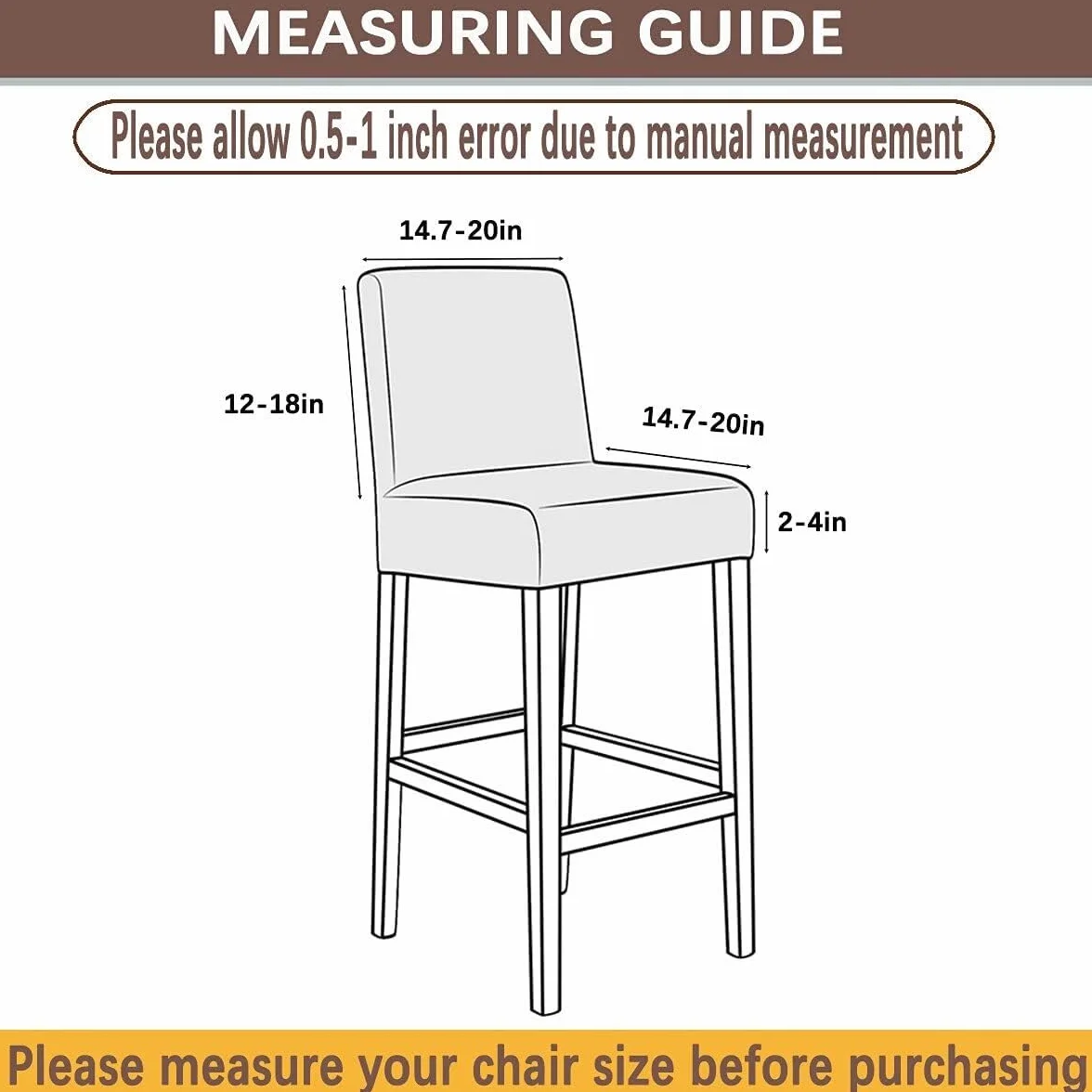 High Stretch Bar Stool Cover Counter Stool Pub Velvet Chair Slipcover for Dining Room Cafe Barstool Slipcover Furniture Chair Seat Cover Non Slip with Elastic Bottom Set of 6, (Size : Black, Materia