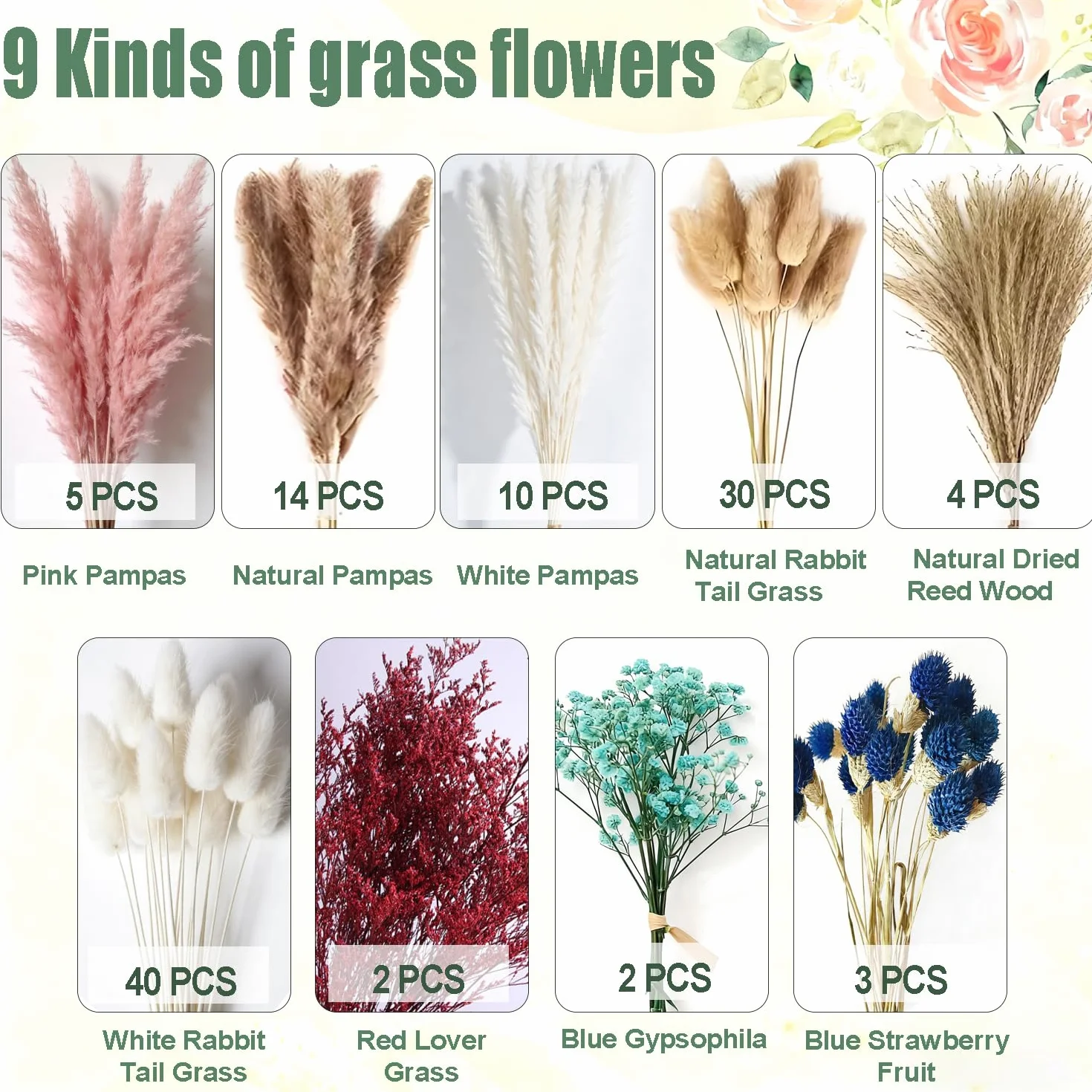 110 sztuk dużej trawy pampasowej, suszone kwiaty 44 cm, dekoracja boho z koronkami, suszone kwiaty Bunny-Tails, brązowa dekoracja trawy pampasowej do salonu, korytarza, stołu jadalnego