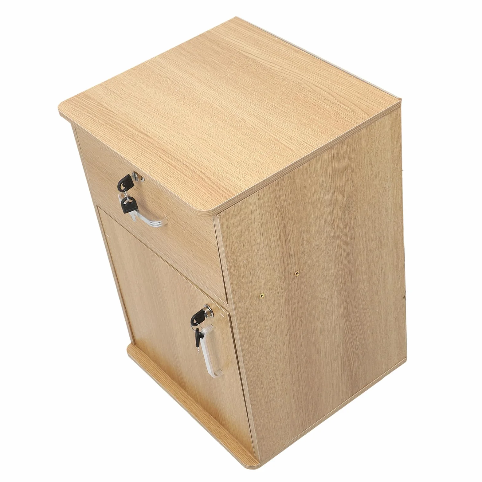 Rolowalna Szafka z blokadą, Szafka na Archiwum Stołowa z Motocyklami Zamknięte Pojemnik na rolkę, do Przechowywania Pod Biurkiem 37 * 34 * 59 Cm (Kolor dębu)