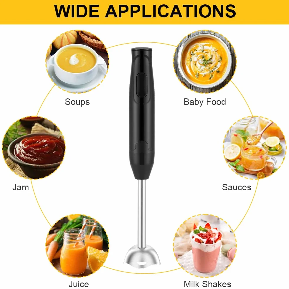 AXFEE Blender Ręczny, 400 W, Ze Stali Nierdzewnej, Elektryczny Blender Do Purierowania, Do Kuchni, Dla Niemowląt, Sałatek, Sosów, Puree