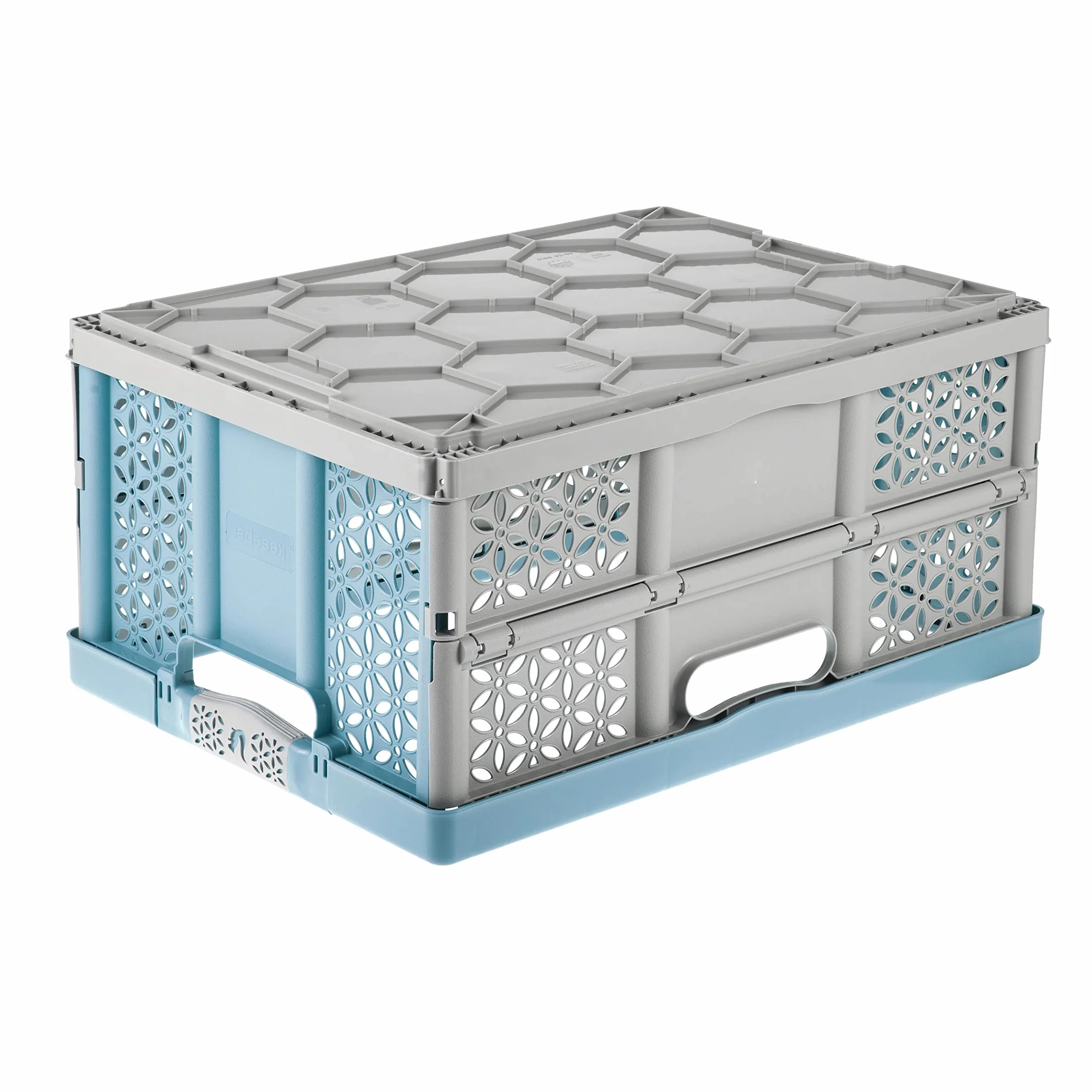 Keepper Stabilny składany kosz z miękkimi uchwytami 48x34,5x23,5 cm 32 l Lea Nordic Blue
