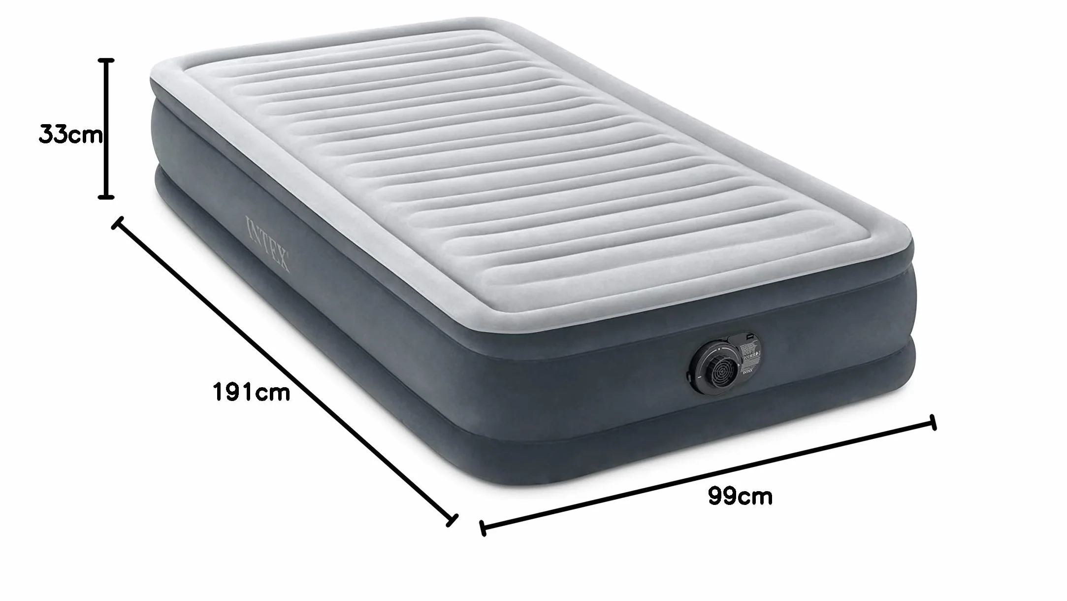 Intex Materasso Dura-Beam Comfort Plush Singolo con Pompa Elettrica Incorporata 99x191x33 cm