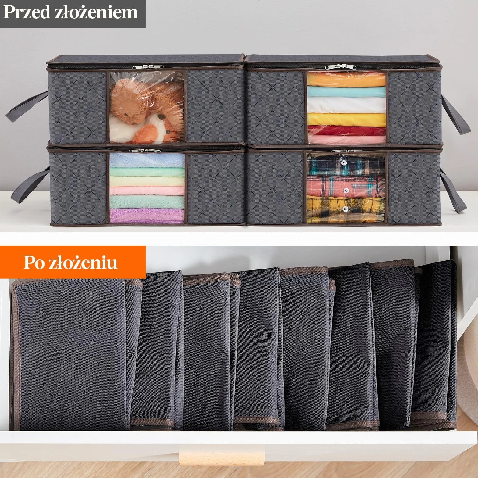 Lifewit Torba do Przechowywania Ubrań Składany Pojemnik 35L Szary