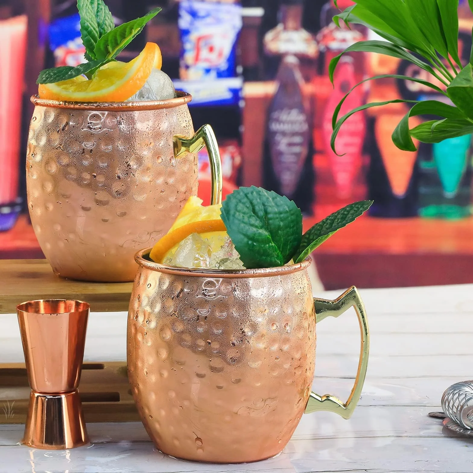Miedziane kubki Moscow Mule ze stali nierdzewnej 540 ml zestaw 2 sztuk