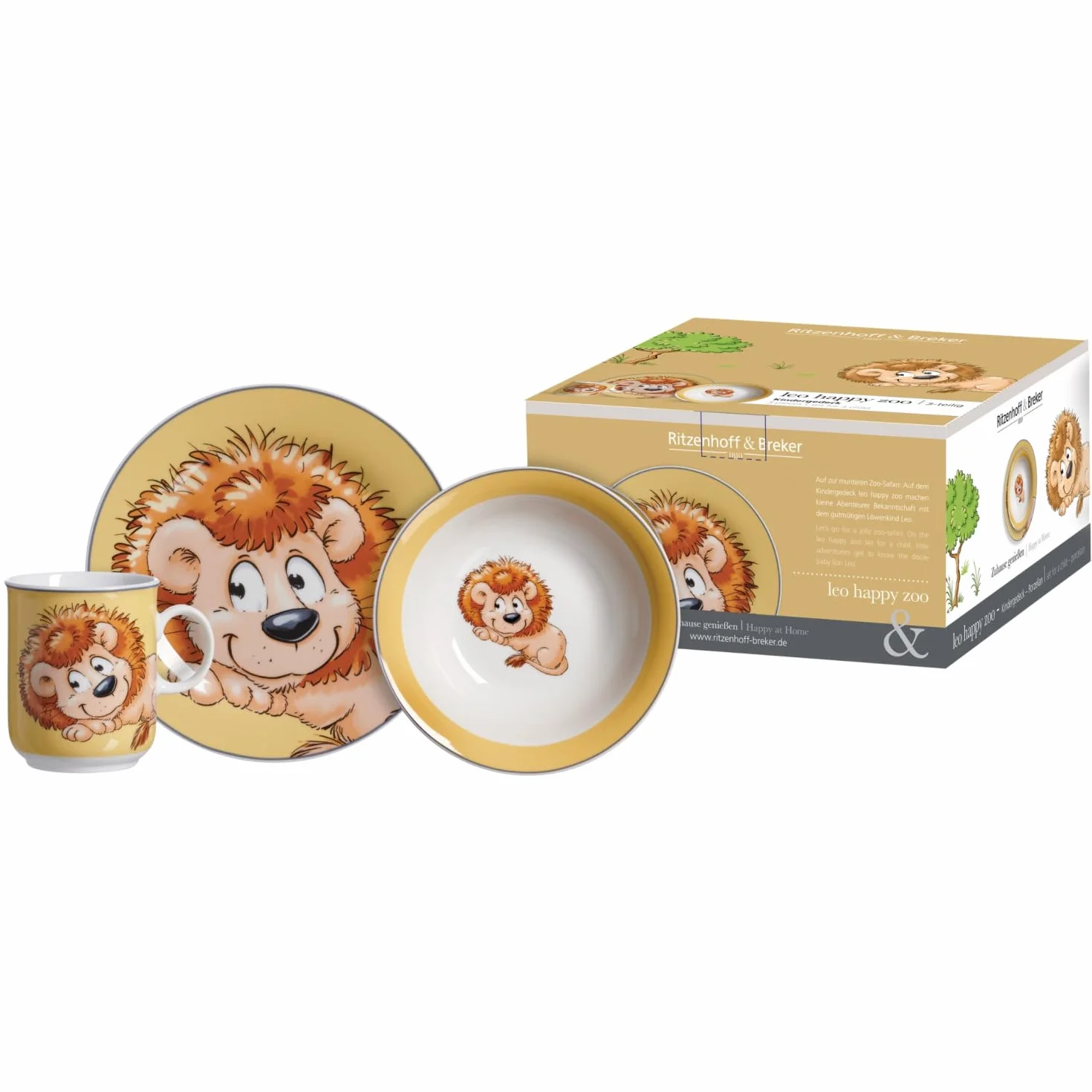 Ritzenhoff & Breker Zestaw naczyń dla dzieci Happy Zoo, Leo, 3-częściowy