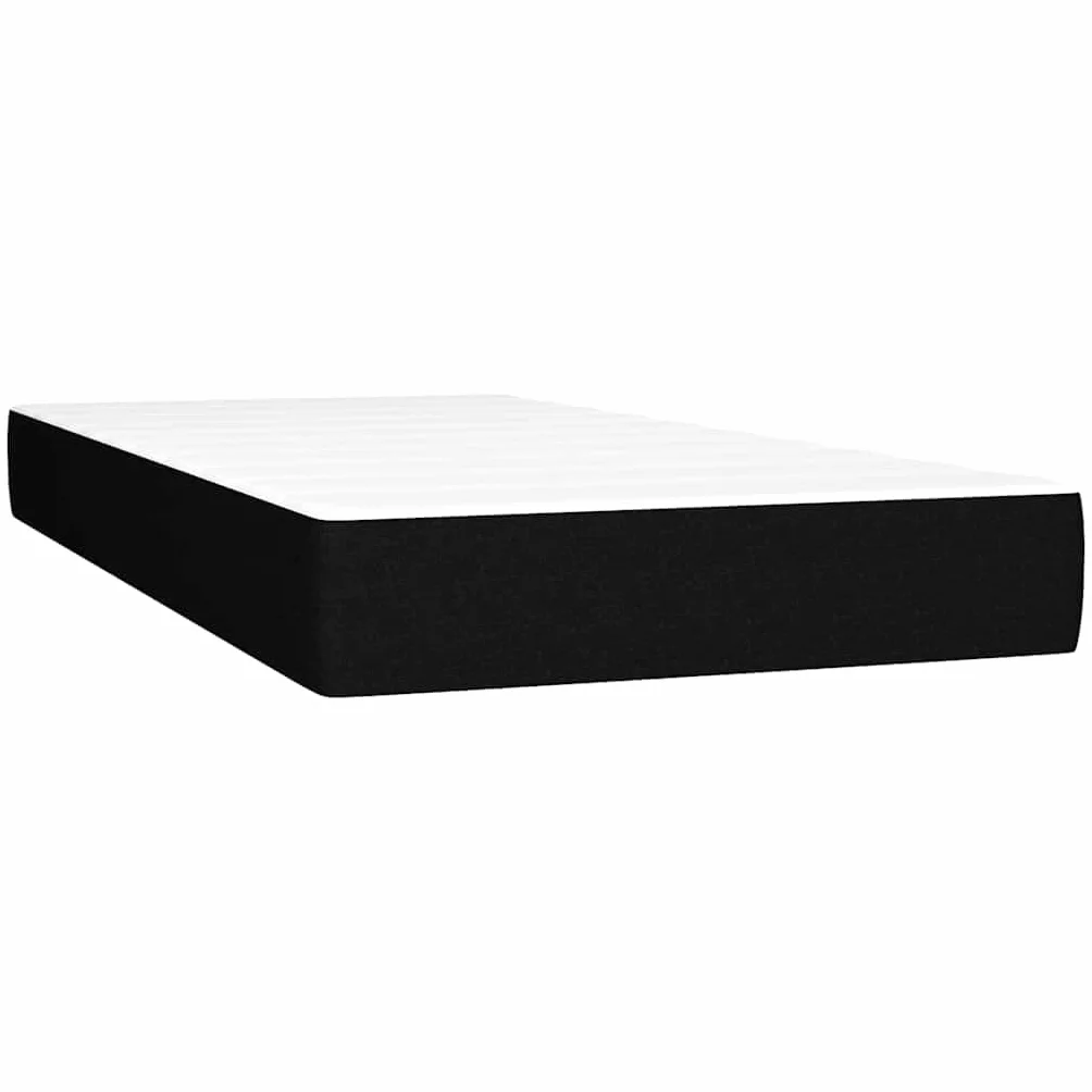 Z materacem z diodami LED regulowany zagłówek 80x200 cm czarny | Łóżko kontynentalne z materacem sprężynowym LED czarne 80x200 cm tkanina z zagłówkiem