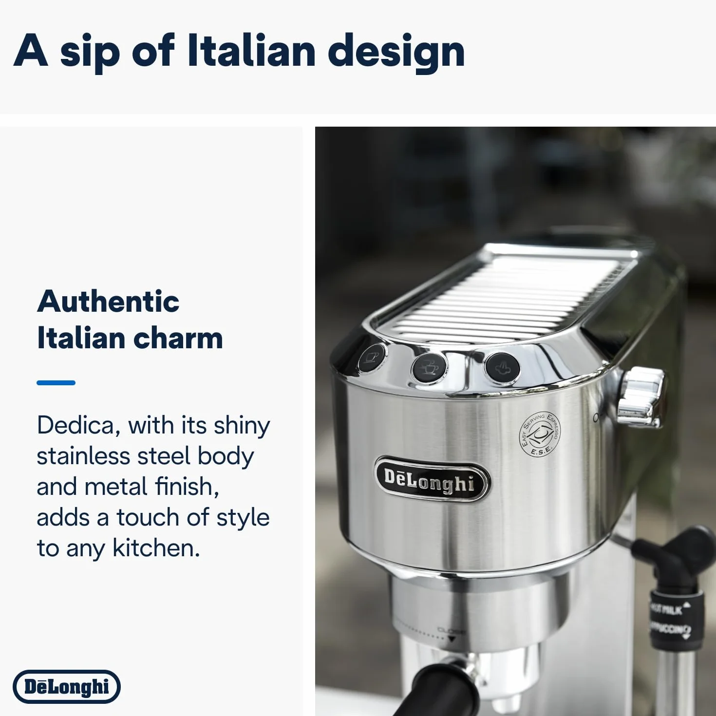 De'Longhi Dedica Style Ekspres do Kawy, Srebrny, 1350W 220V