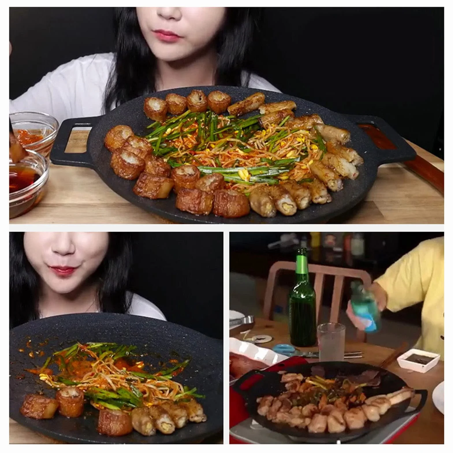 Koreańska patelnia grillowa, okrągła, nieprzywierająca, koreańska patelnia grillowa z uchwytem, wielofunkcyjna płyta kuchenna do mięsa, naleśników, żeberek (model uniwersalny, 36 cm)