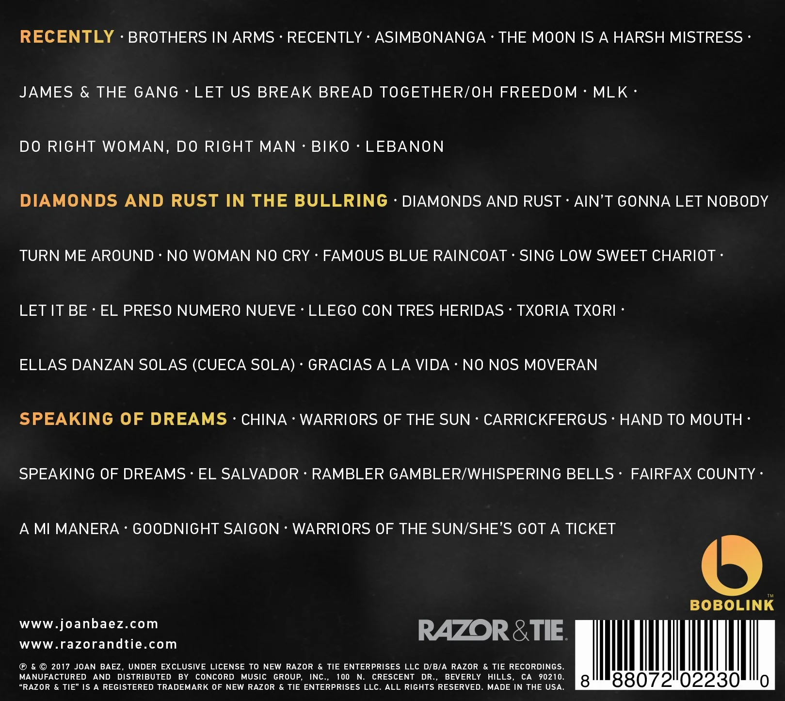 The Complete Gold Castle Masters (Recently / Diamonds & Rust In The Bullring / Speaking of Dreams) (3CD)