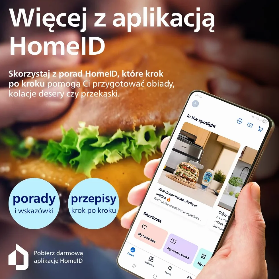 Philips Ovi z parą - Steamfry, Gotowanie na parze i Airfry - 21 sposobów gotowania; Pojemność 7,2 l, Technologia RapidAir, Okienko, Powłoka ceramiczna, Automat. czyszczenie parą (NA540/00)