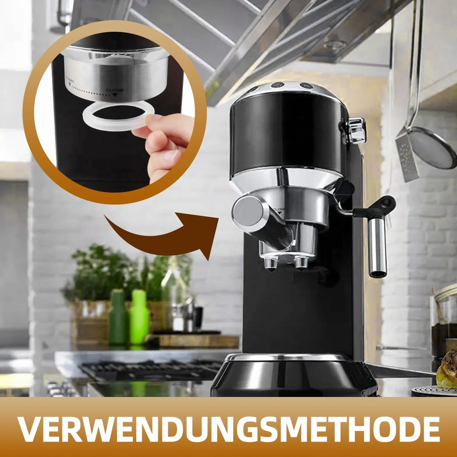 Uszczelka silikonowa do ekspresu do kawy, kompatybilna z DeLonghi EC680, EC685, EC820, EC850, EC860, średnica zewnętrzna 58mm, średnica wewnętrzna 45mm, odpowiednia dla miłośników kawy(1 Sztuki)