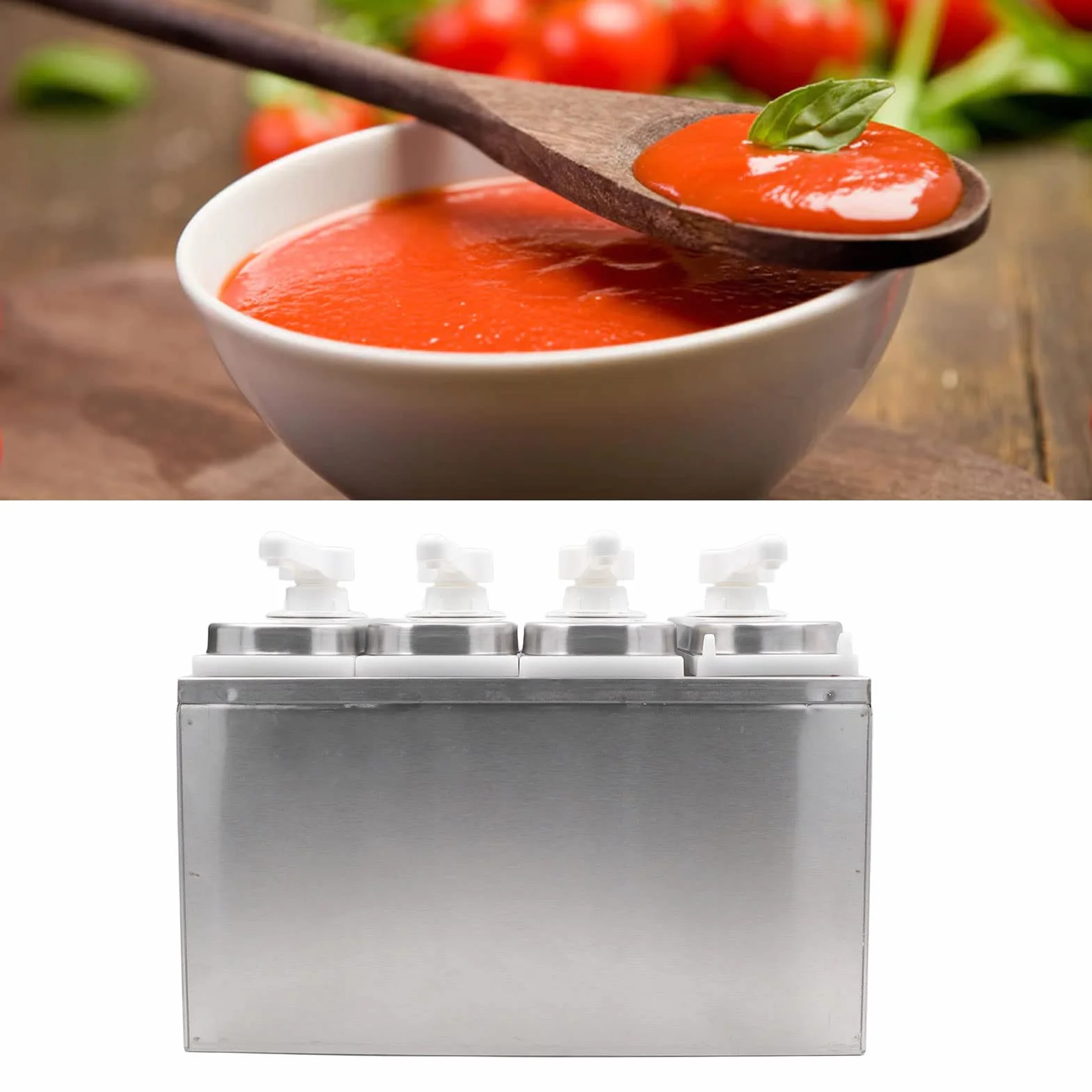 Dozownik Ketchupu, Dozownik Masła Popcornowego Pompka do Ketchupu z Wyjmowanym Zbiornikiem 1L ze Stali Nierdzewnej Przeznaczonej do Kontaktu z żywnością do Ketchupu, Sosu