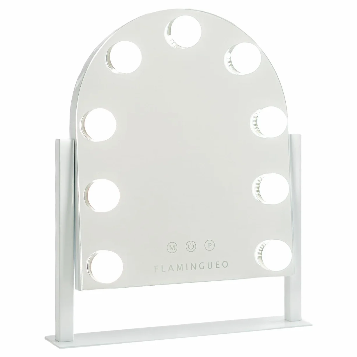Flamingueo Hollywood Lusterko do Makijażu z Oświetleniem - 9 LED - 3 Tryby - Regulowana Intensywność - Sterowanie Dotykowe - Regulowana Pozycja - Biały - 30,5x6x36cm