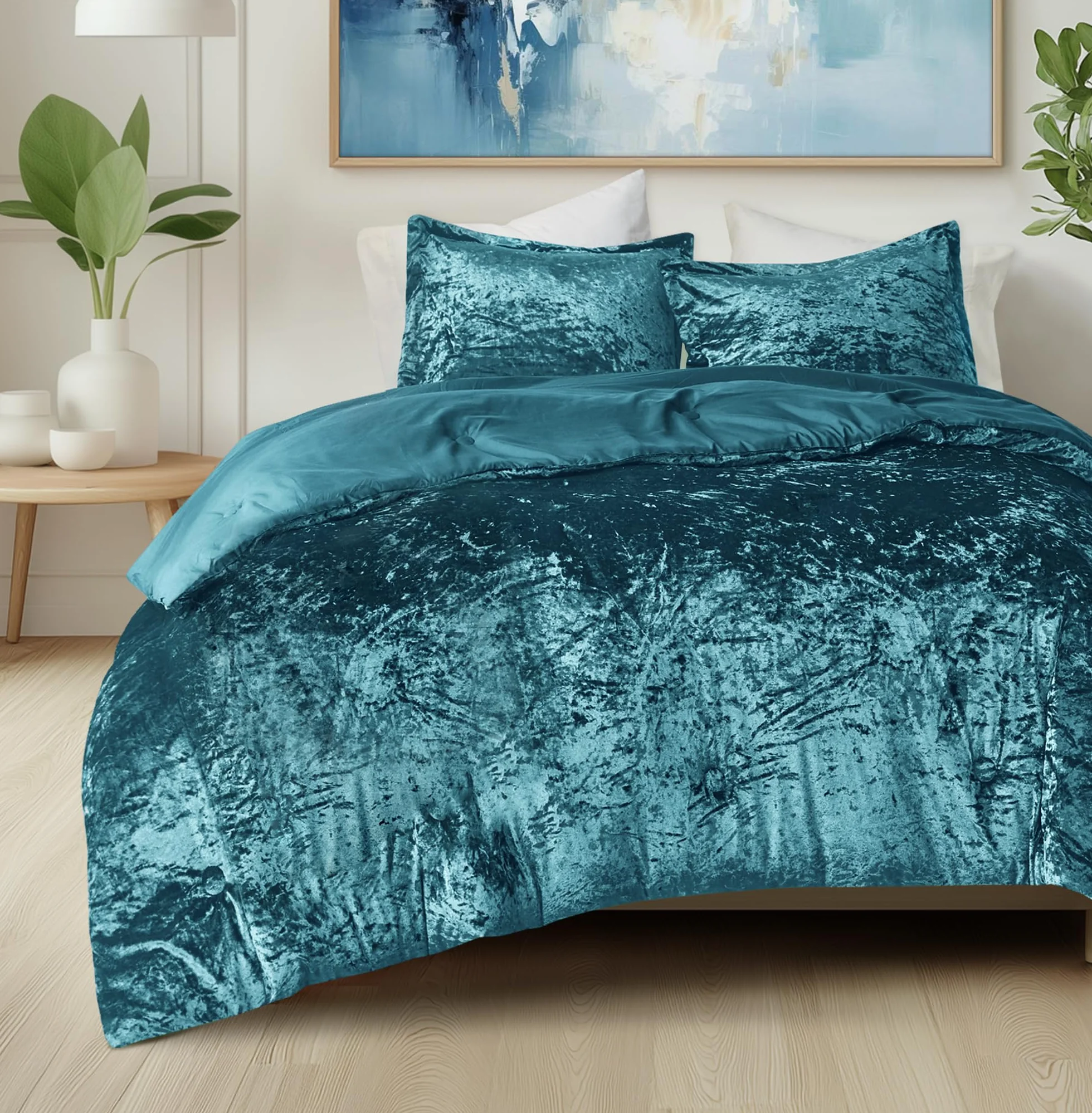 Comfort Spaces Juliette Luxe zestaw pościeli aksamitna mikrofibra 3-częściowy turkusowy