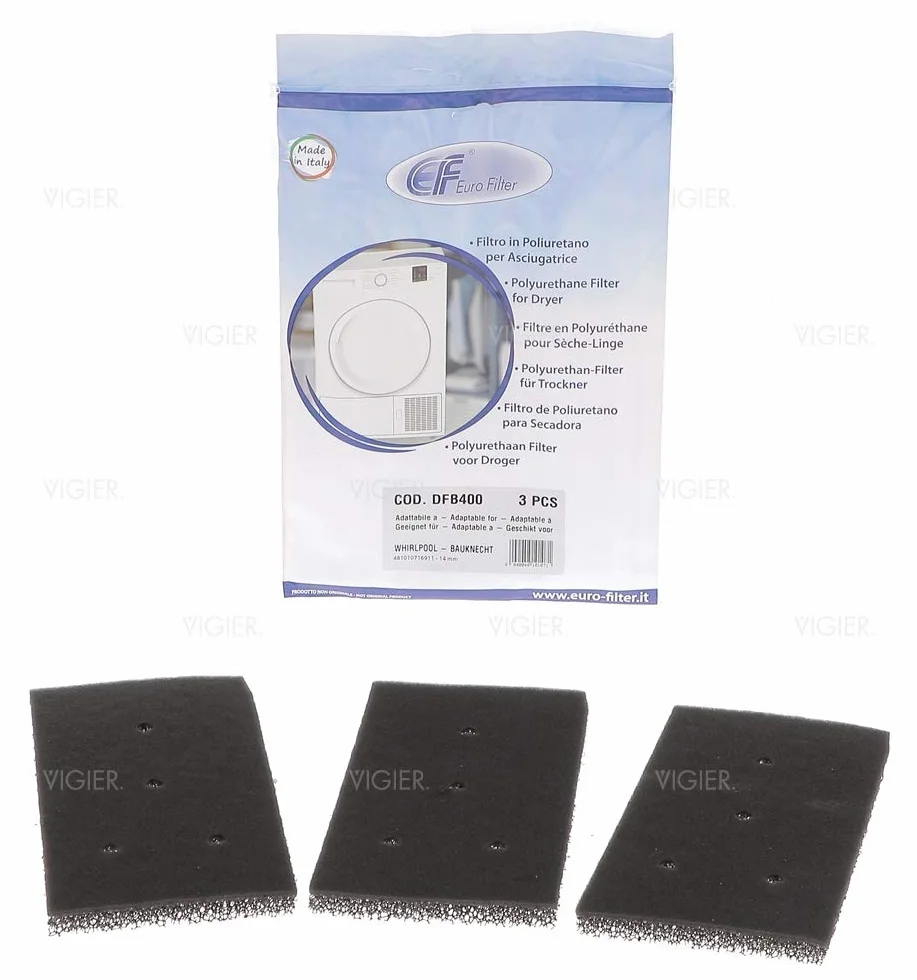 3 sztuki filtrów euro do suszarki Bauknecht Privileg Whirlpool HX 481010716911 suszarki z pompą ciepła | drobno-gruboziarnisty | 230 x 115 x 14 mm | gąbka filtr filtrujący mata kondensacyjna