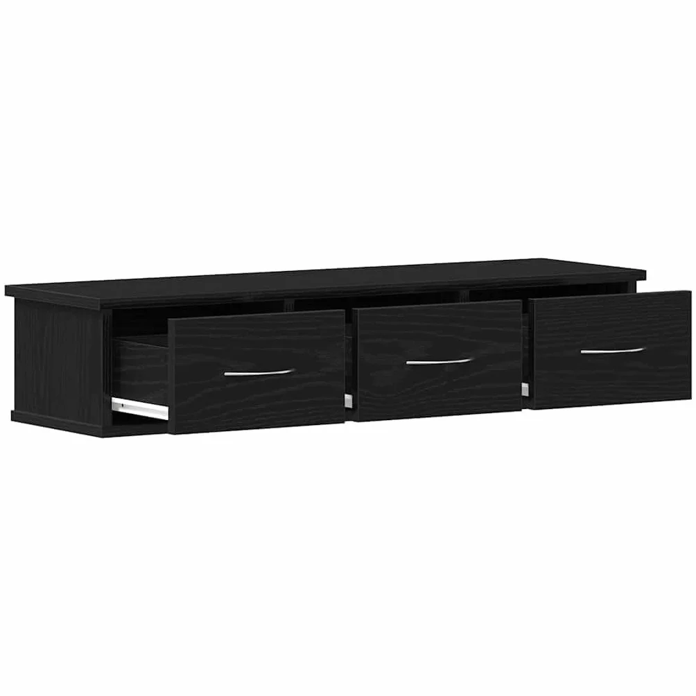 vidaXL Szafka ścienna, czarny dąb, 88x26x18,5 cm, szafka na TV, szafka wisząca, szafka z szufladami, szafki na TV, szafki wiszące, szafki z szufladami