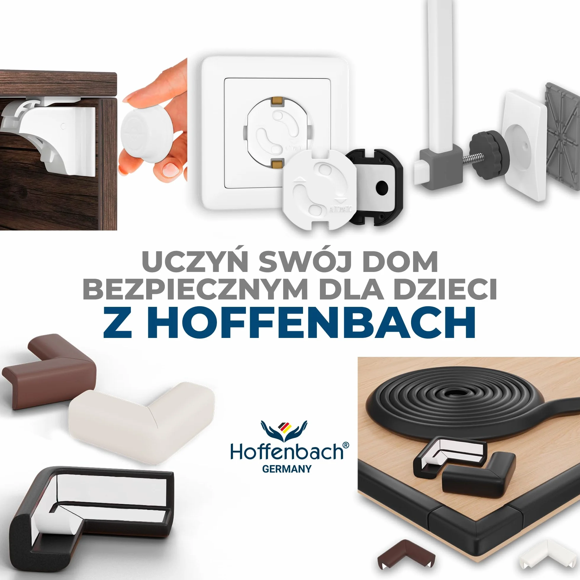 Hoffenbach 12x Ochrona Narożników dla Dzieci – Zabezpieczenie dla Niemowląt i Dzieci – Samoprzylepna Ochrona Krawędzi Stołu i Mebli, Miękkie Narożniki dla Bezpieczeństwa w Domu – Brązowy