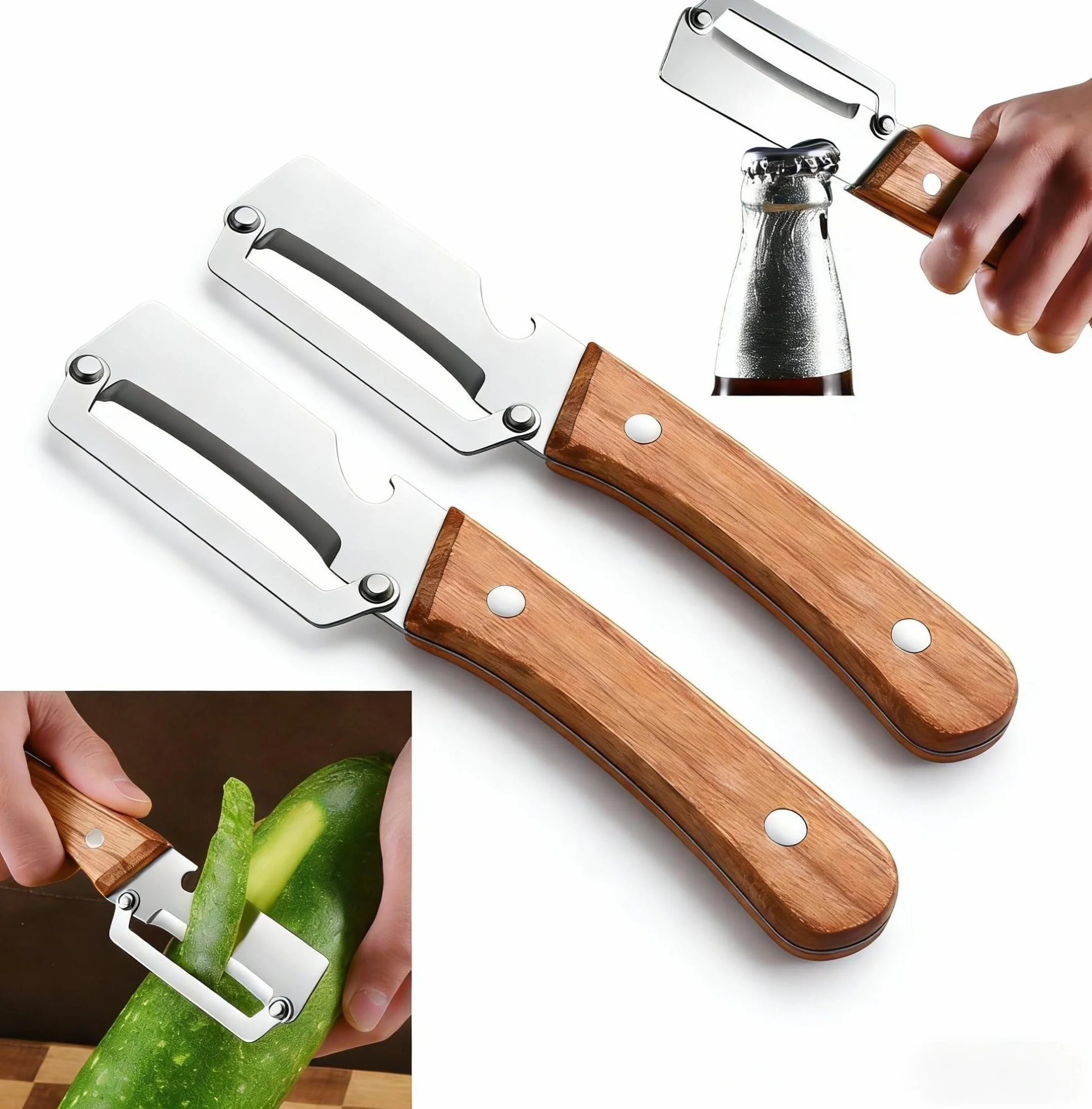 obieraczka do warzyw， Drewniana obieraczka Zero Snag do warzyw i owoców, które wymagają obrania(2pcs)