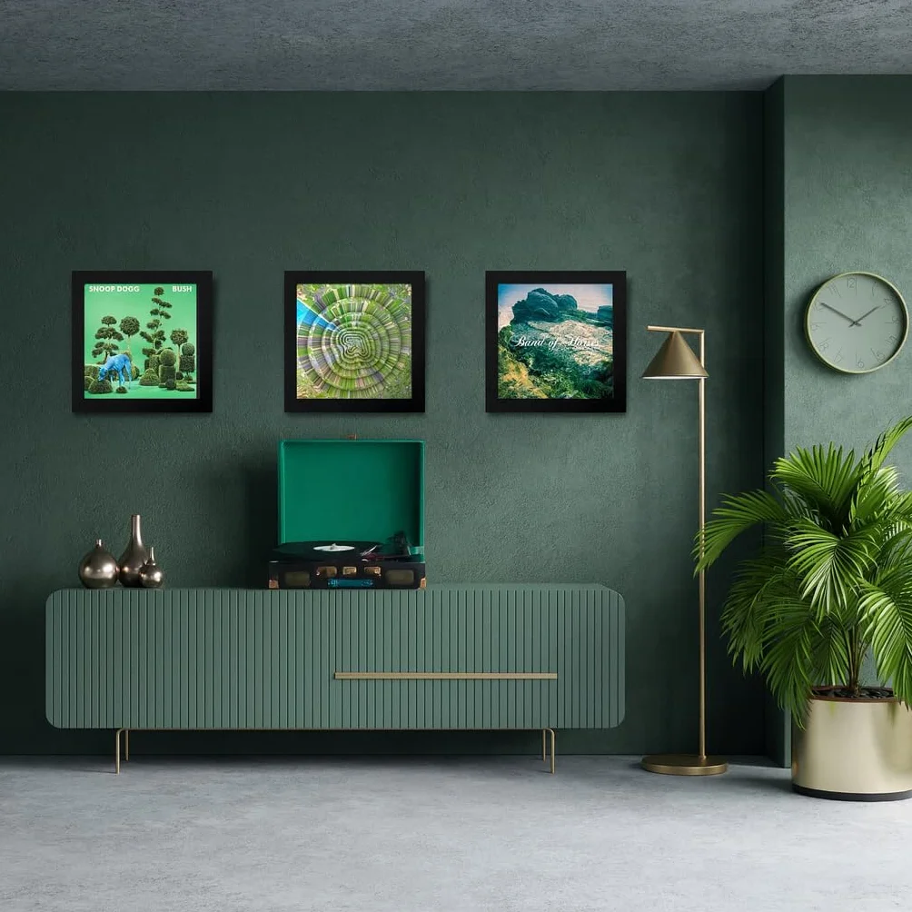 Art Vinyl Play and Display Rama na Winyle - Zestaw 3 Sztuk 38 x 38 cm Czarny Mat z Ochroną UV i Akrylem Odpornym na Zarysowania - Na Pojedynczy Winyl lub 1-3 LP/Podwójny LP Gatefold - Łatwy Montaż