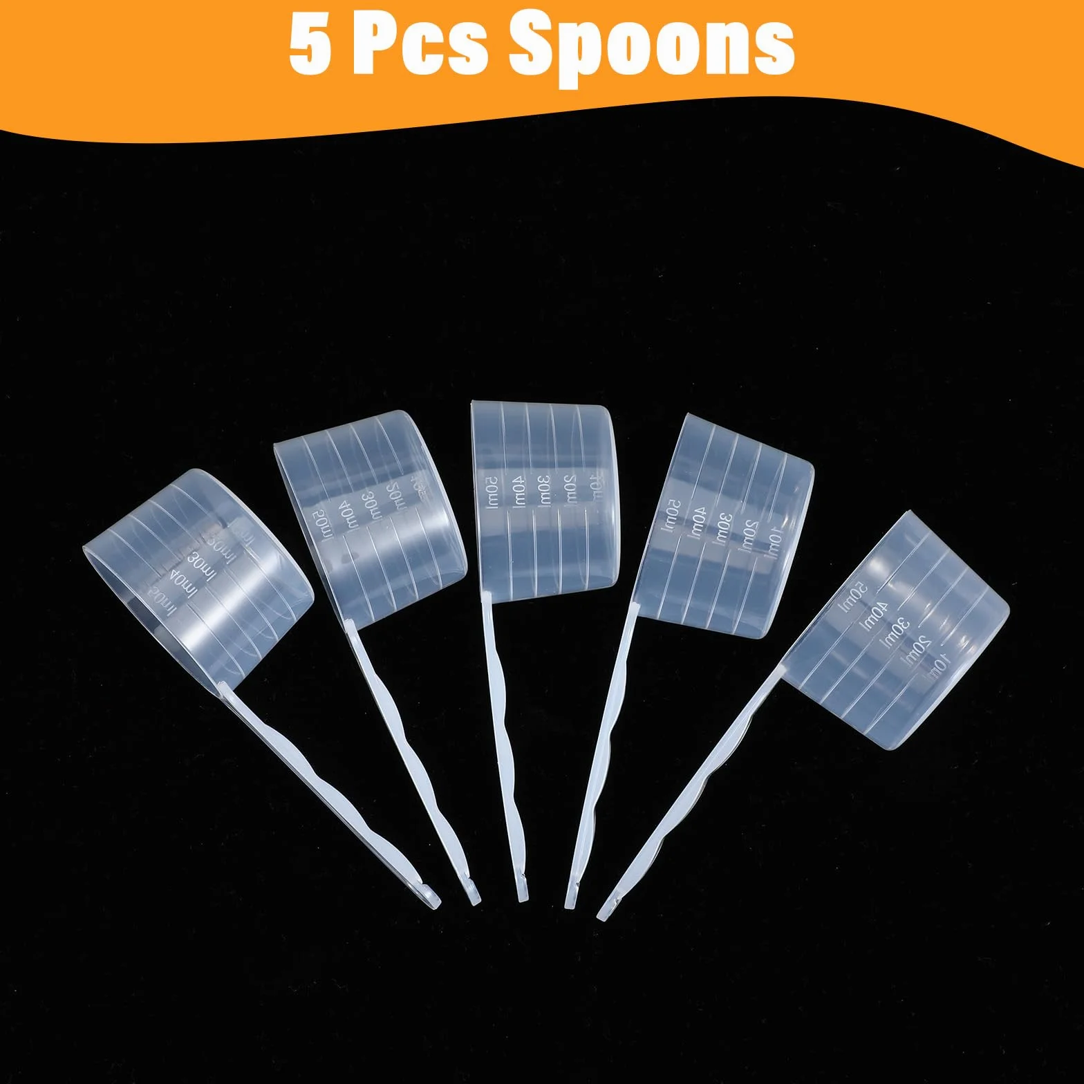 TIESOME 5 sztuk przezroczystych łyżek miarowanych z skalą, łyżki dozujące z gramaturami 50ml 40ml 30ml 20ml 10ml do wypieków, gotowania, kawy, proszku do prania, proszku proteinowego, kreatyny