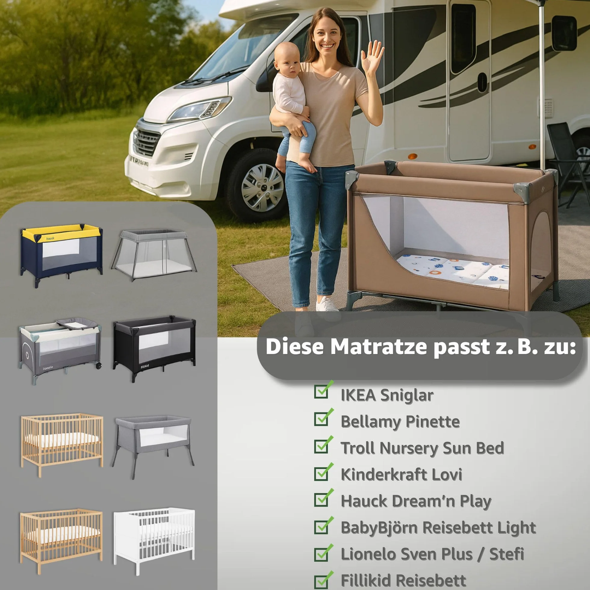 Materac do łóżeczka turystycznego 60x120 cm - Gruby składany materac dla dziecka łóżeczko turystyczne 120x60 cm księżyc