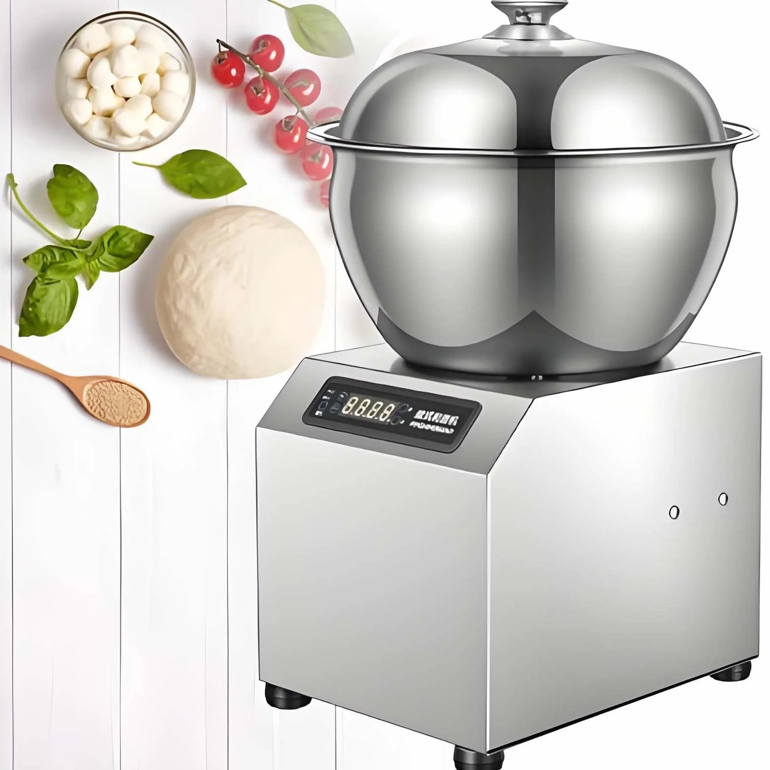 Mieszalnik do mąki ze stali nierdzewnej o mocy 1800 W z podwójnym obrotowym mieszadłem i panelem dotykowym skierowanym do góry, 8 kg/17,64 funta, do restauracji i piekarni domowych 5KG