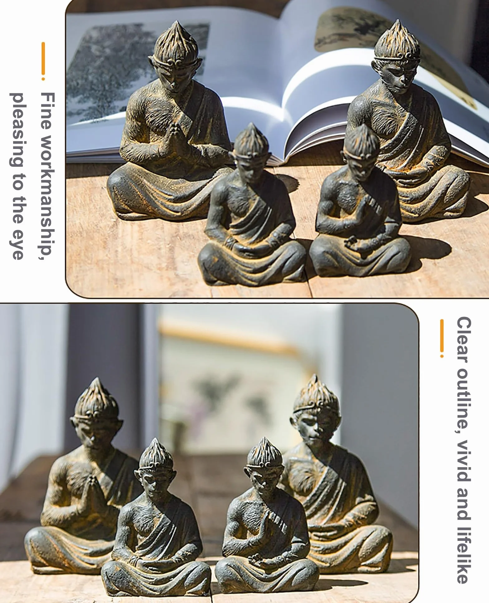 Statua Króla Małp Goku Art Relief, Czarna Mitologia Wukong Figurka Akcji Figurki Małpy Dekoracja Króla Małp, Podróż na Zachód Buddyjska Rzeźba Mnicha Figurki do Kolekcjonowania (Rozmiar: LA)