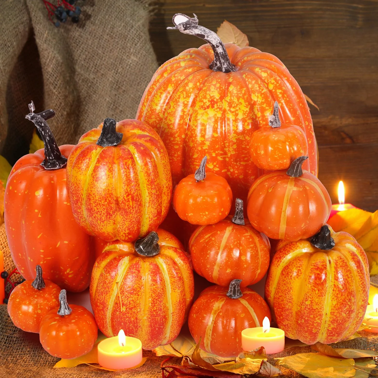 ZLPBAO 12 szt. sztucznych dyń, jesienne dynie na Święto Dziękczynienia, Halloween, Boże Narodzenie lub jesienną dekorację