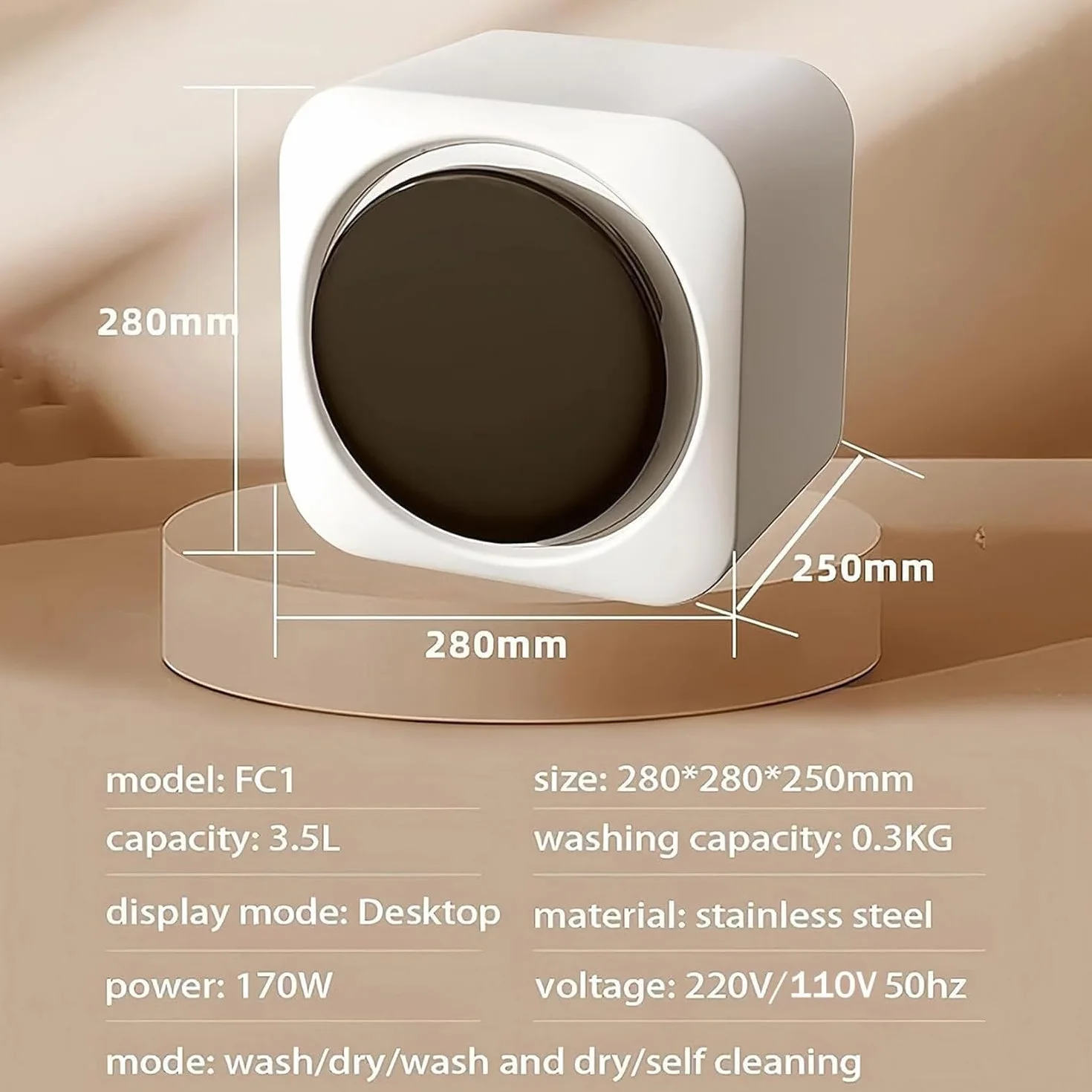 Automatyczna mini pralka, w pełni automatyczna pralka i wirówka, pojemność 3 kg, suszenie w wysokiej temperaturze 95°C, do akademików i apartamentów wakacyjnych