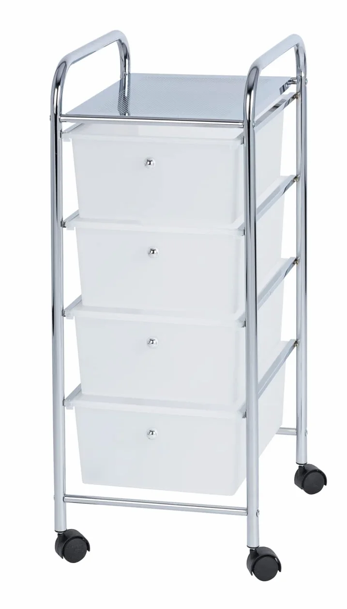 WENKO Wózek Messina z 4 szufladami łazienkowy stal 33 x 80,5 x 39 cm biały