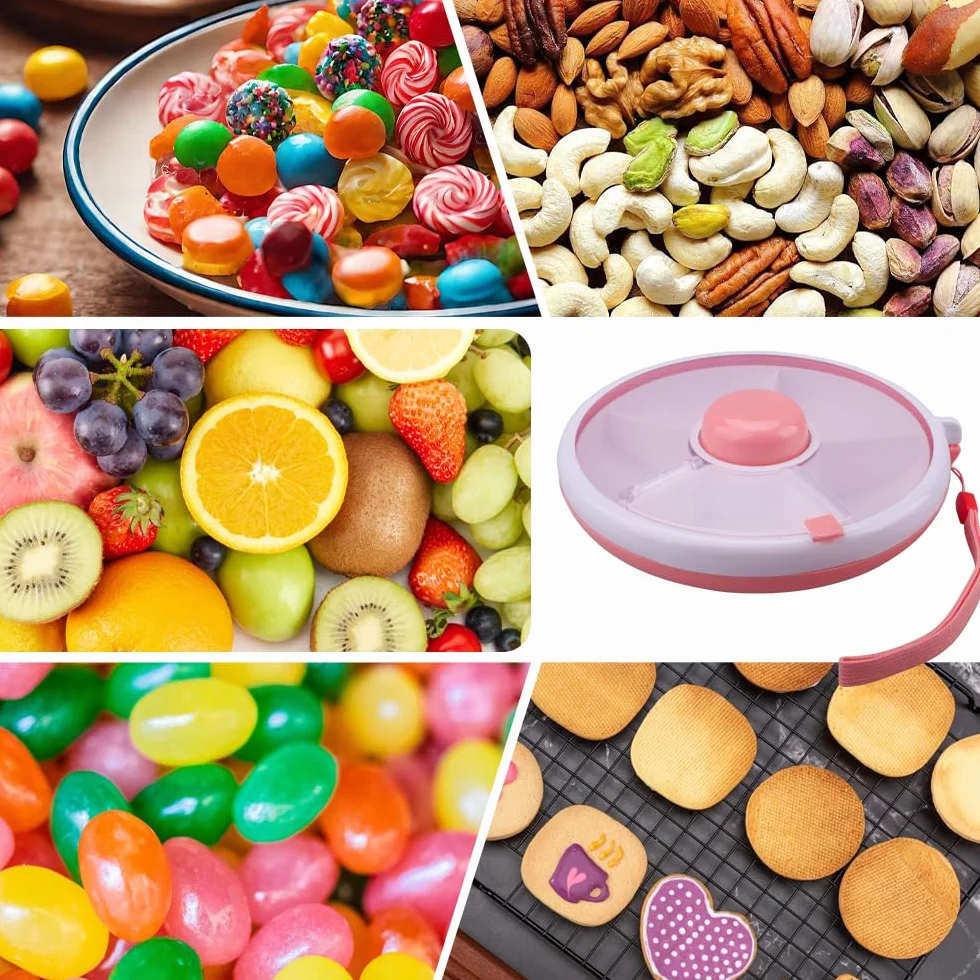 Spinner Snack Organizer obracany z przegródkami na przekąski różowy