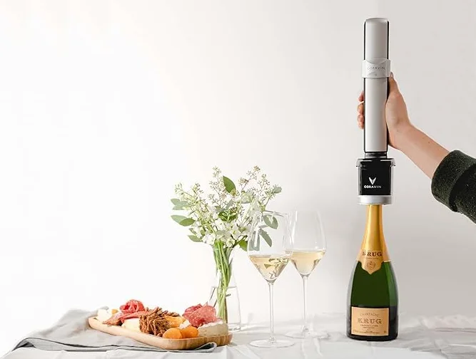 Coravin System konserwacji wina musującego - konserwuj wino przez 4 tygodnie - oszczędność wina do wina musującego - z kapsułkami gazu gazowego czystego gazu musującego - do szampana i innych win