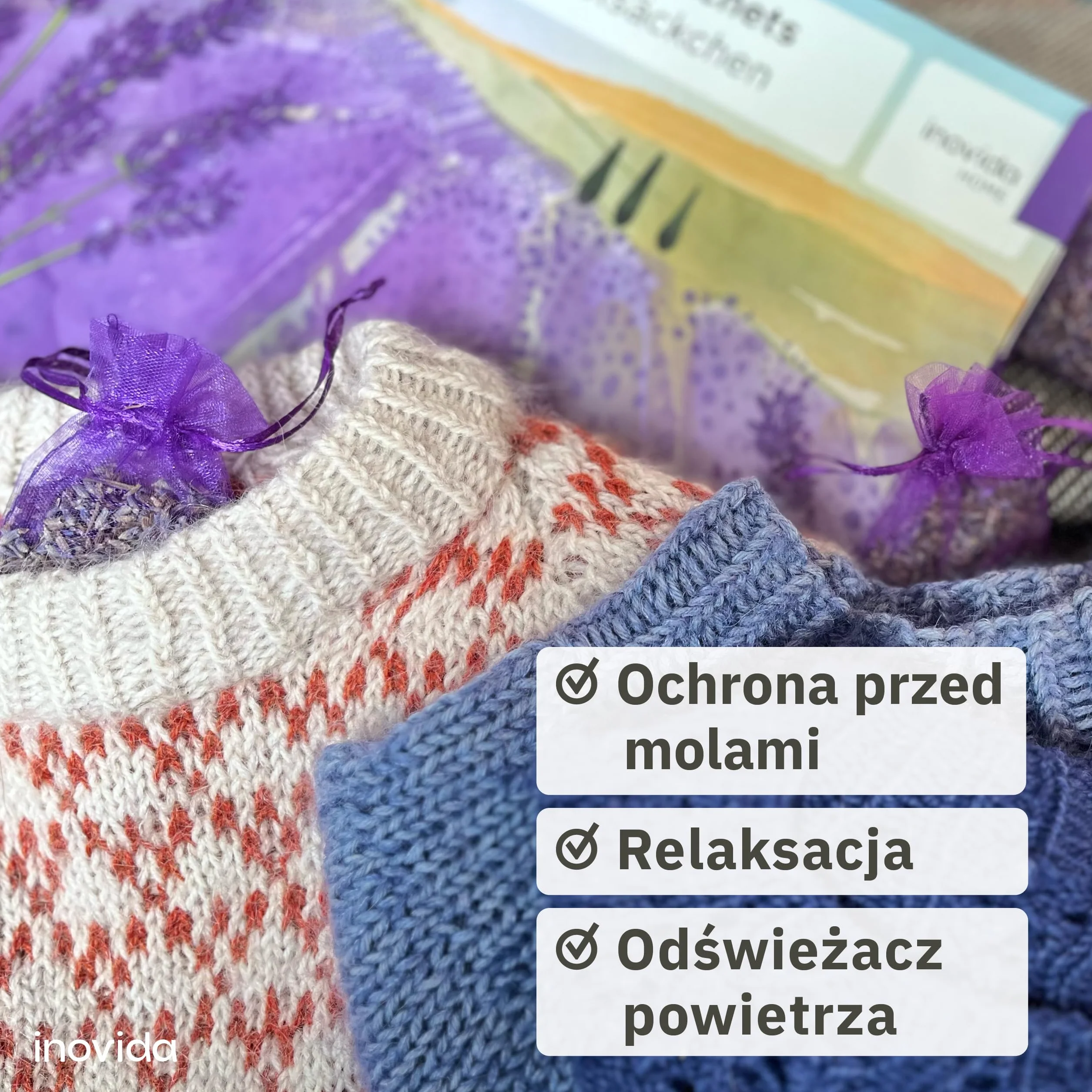 Lawendowe saszetki zapachowe szafa: 20 x 6 g saszetki zapachowe suszona lawenda - ochrona przed molami do szafy, zapach samochodu, zapach do pokoju - suszona lawenda - torba lawendowa Inovida