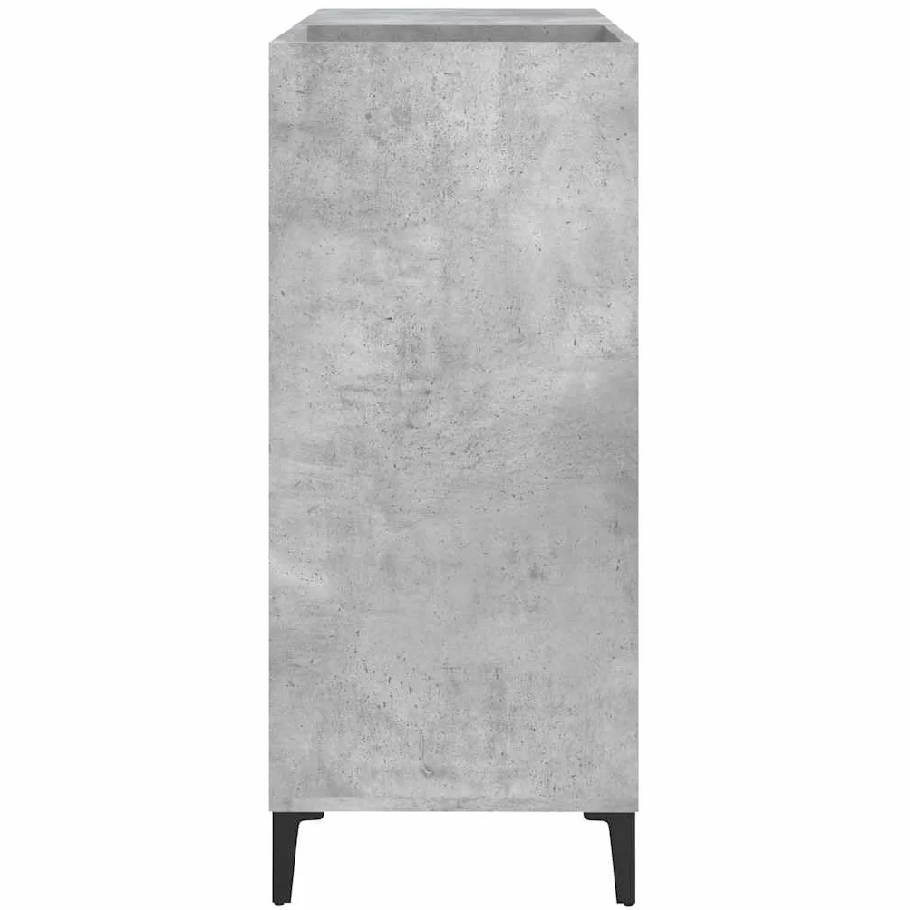 Szafa panelowa, betonowa, szara, 84,5 x 38 x 89 cm, materiał drewnopochodny z metalowymi nogami, dużo miejsca do przechowywania płyt winylowych LP, witryna, szafka pomocnicza, do salonu lub