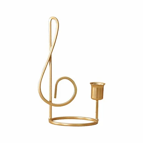 Świecznik Iron Art Nuty Muzyka Świecznik zapachowy Ozdoby Romantyczny ślub Kolacja przy świecach Nowoczesna Canlder (Color : 1 top golden)